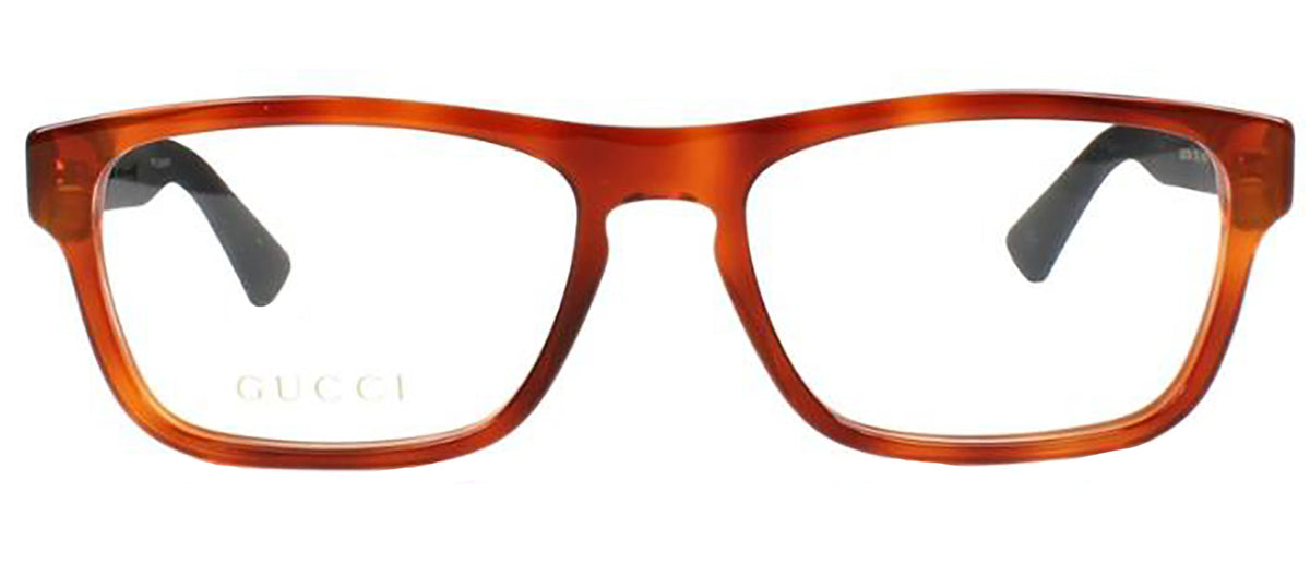 GUCCI GG0174O 007 Rectangle Eyeglasses - Havana Black Transparent