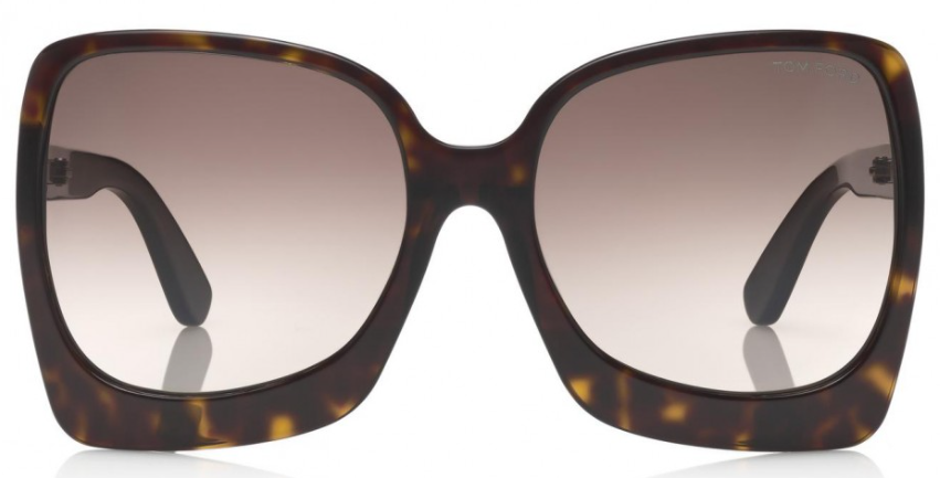 TOM FORD EMMANUELLE 52T Geometric Sunglasses - Dark Havana