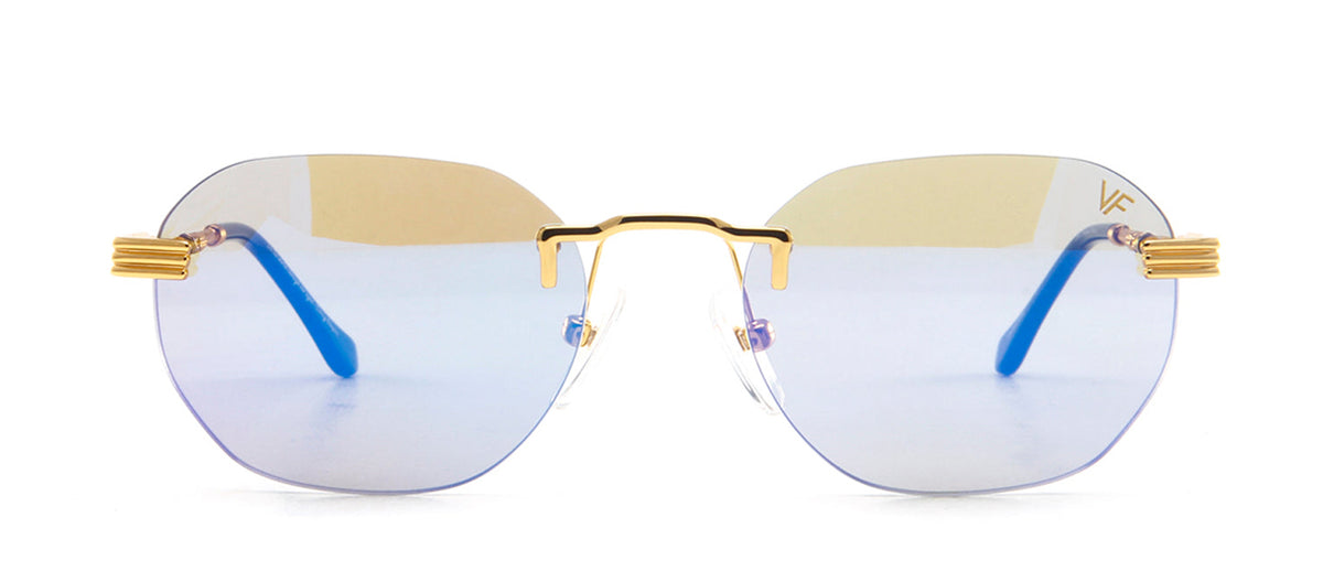 Vintage Frames Company VF DETROIT PLAYER DRILL MOUNT 0002 Rectangle Sunglasses - Gold