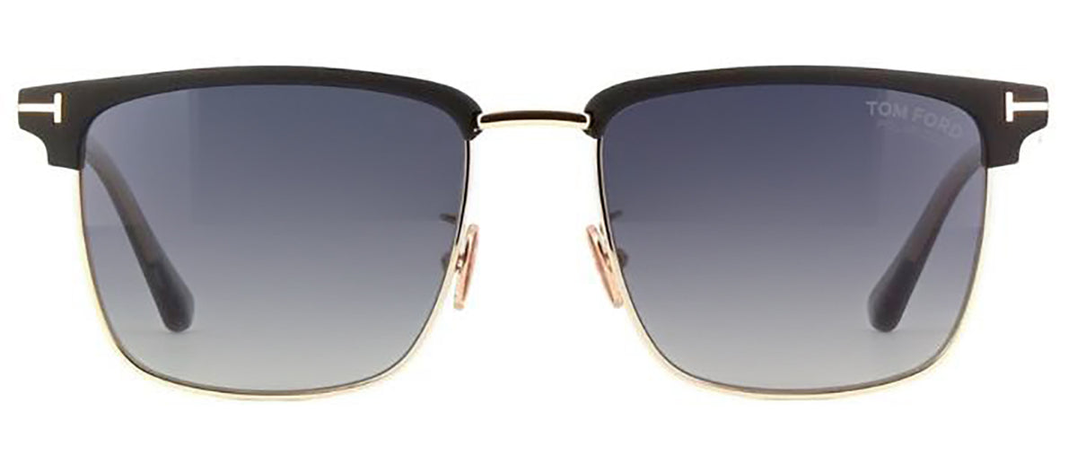 TOM FORD HUDSON-02 02D Clubmaster Polarized Sunglasses - Black