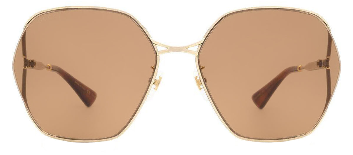GUCCI GG0818SA 002 Geometric Sunglasses - Shiny Endura Gold
