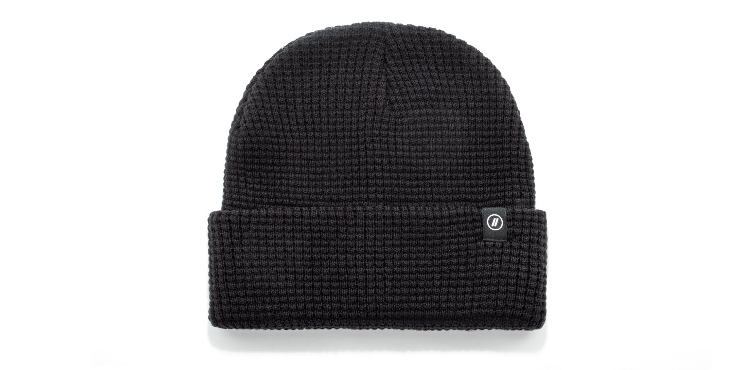 Waffle Knit Beanies - Black Beanie