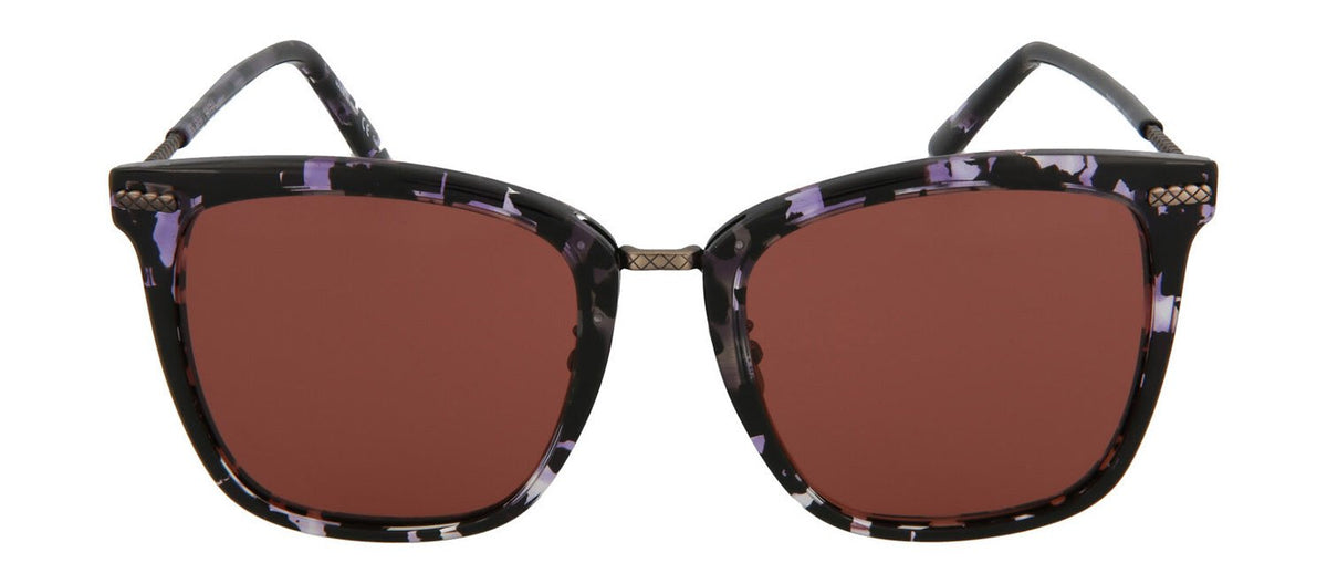 Bottega Veneta BV0102S-30001103003 Square Sunglasses - Shiny Black Violet Havana
