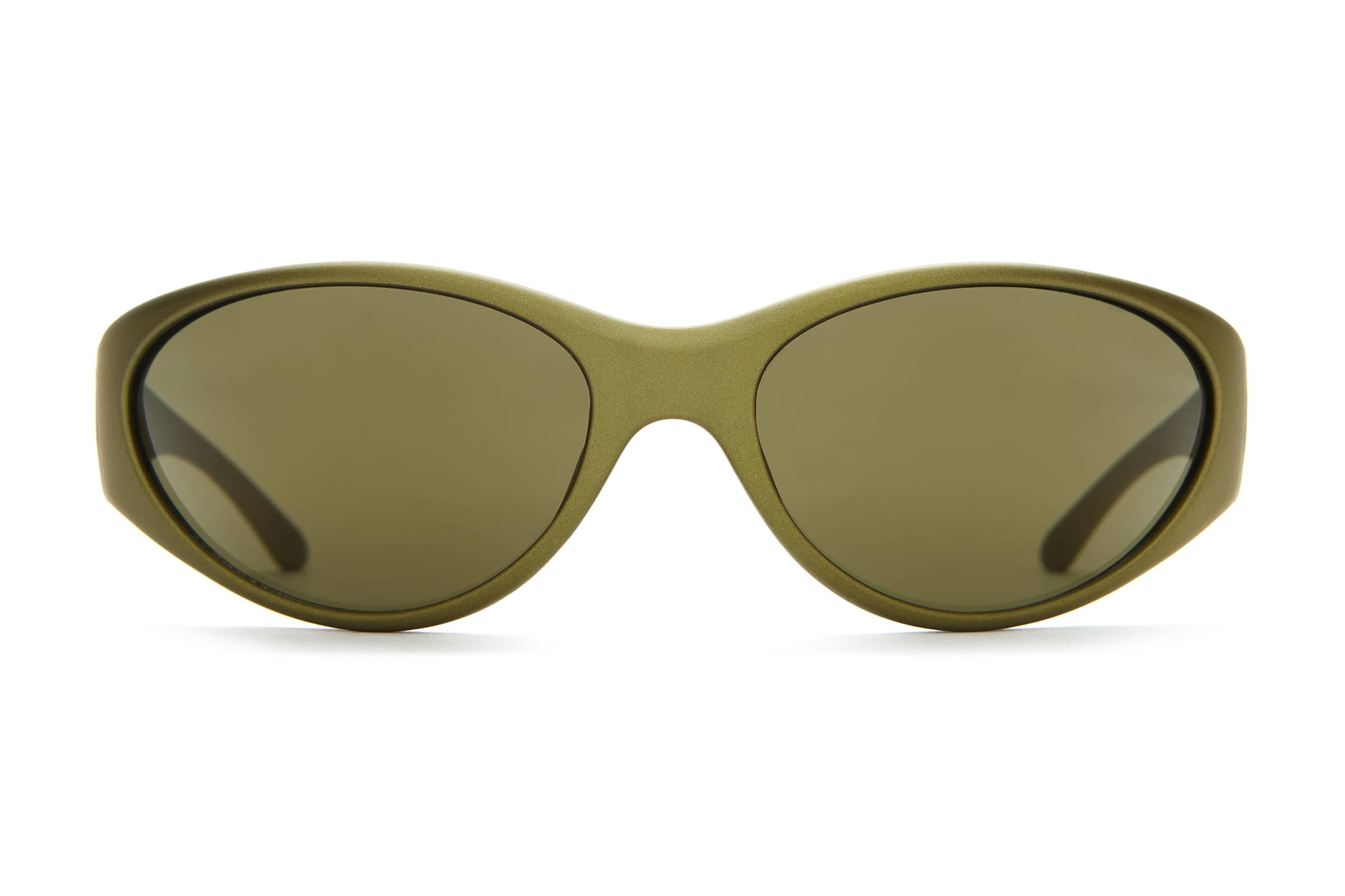 The Warp Zone Metallic Olive Wraparound Sunglasses