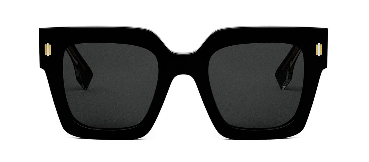 Fendi ROMA FE 40101I 01A Black Square Sunglasses - Black