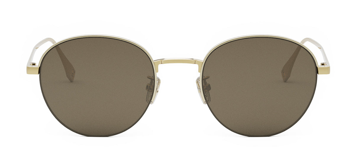 Fendi FE 40116 U 30E Round Sunglasses - Gold