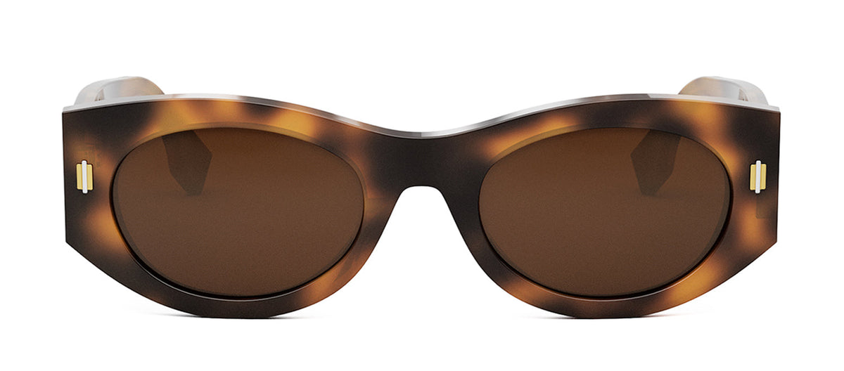 Fendi FE 40125 I 53E Oval Sunglasses - Havana