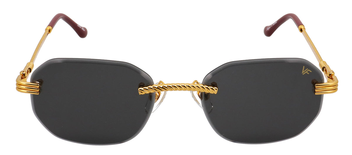 Vintage Frames Company VF HUSTLER DRILL MOUNT 0032 Rectangle Sunglasses - Gold