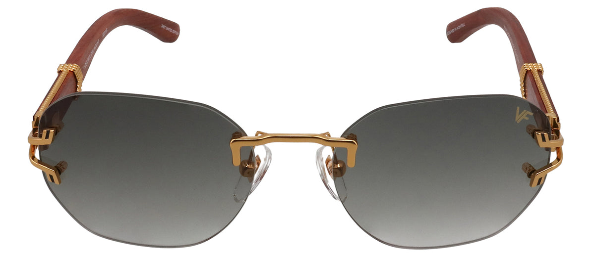Vintage Frames Company VF V-DÉCOR XL WOODS 0003 Rectangle Sunglasses - Gold