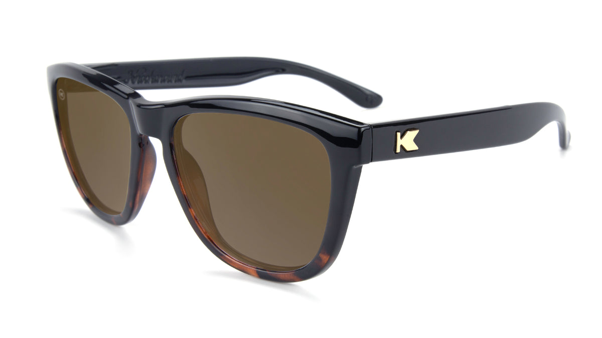 Glossy Black & Tortoise Shell Fade Sunglasses / Amber Lenses