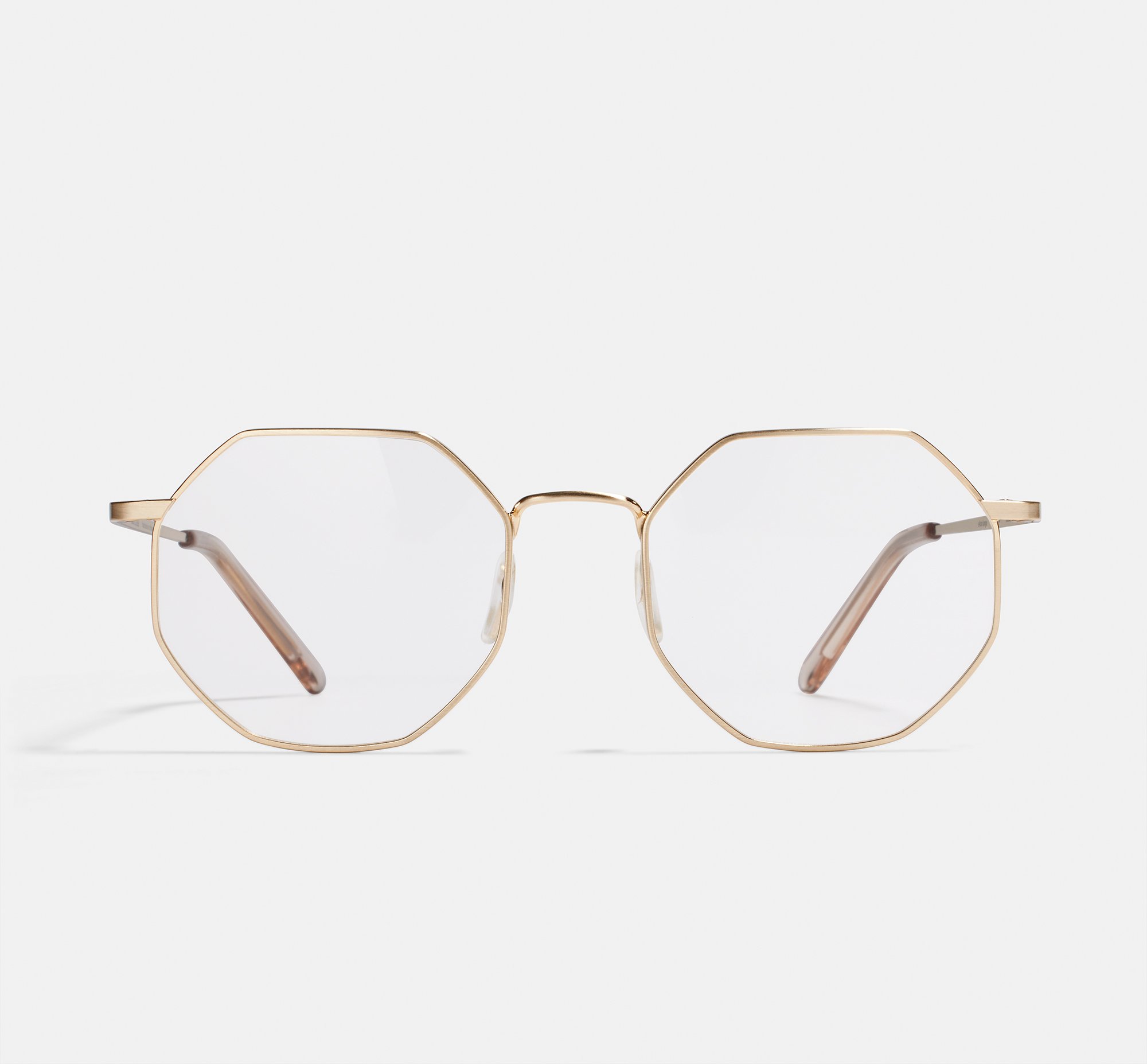 Elton Large Satin Gold | Hexagonal Metal Glasses