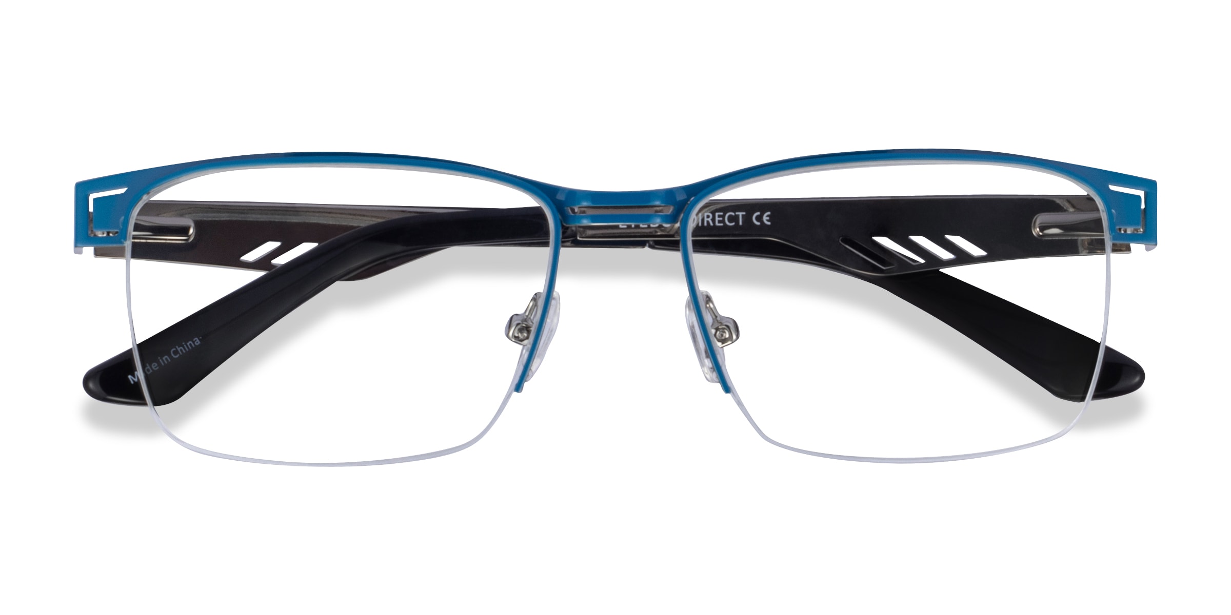 Taxi Rectangle Blue Silver Black Glasses for Men