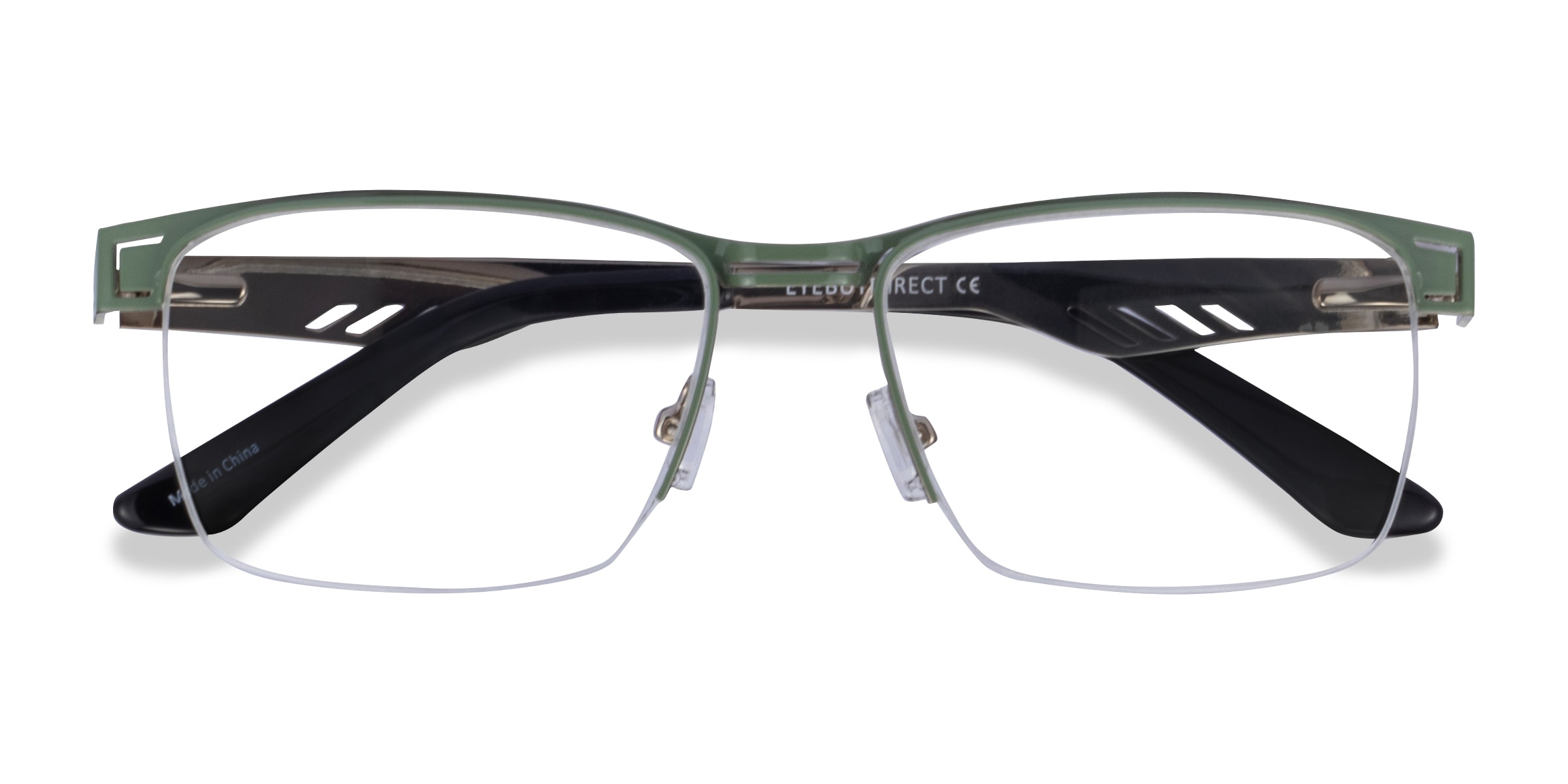 Taxi Rectangle Green Silver Black Glasses for Men