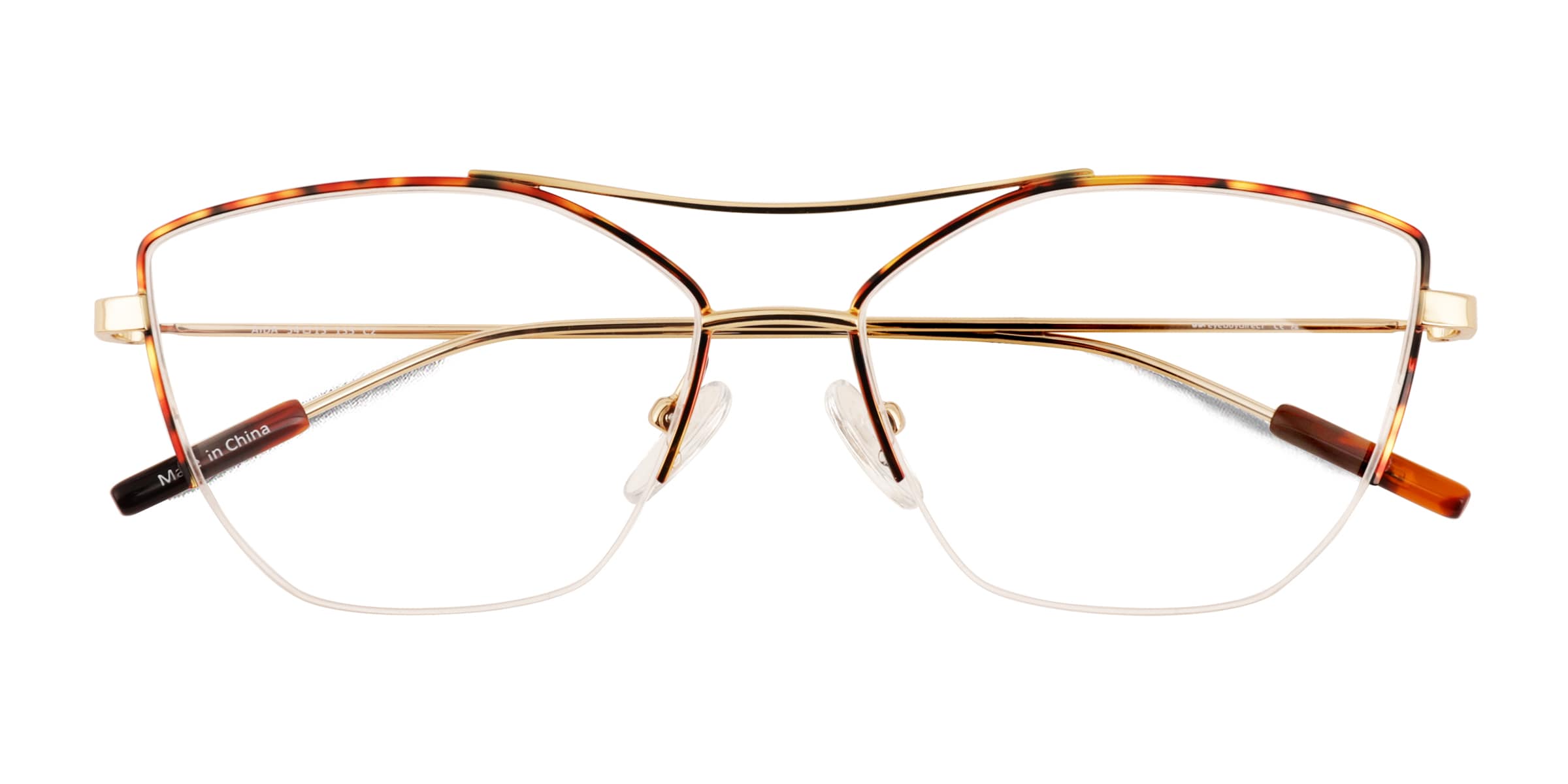 Aida Aviator Tortoise Shiny Gold Glasses for Women