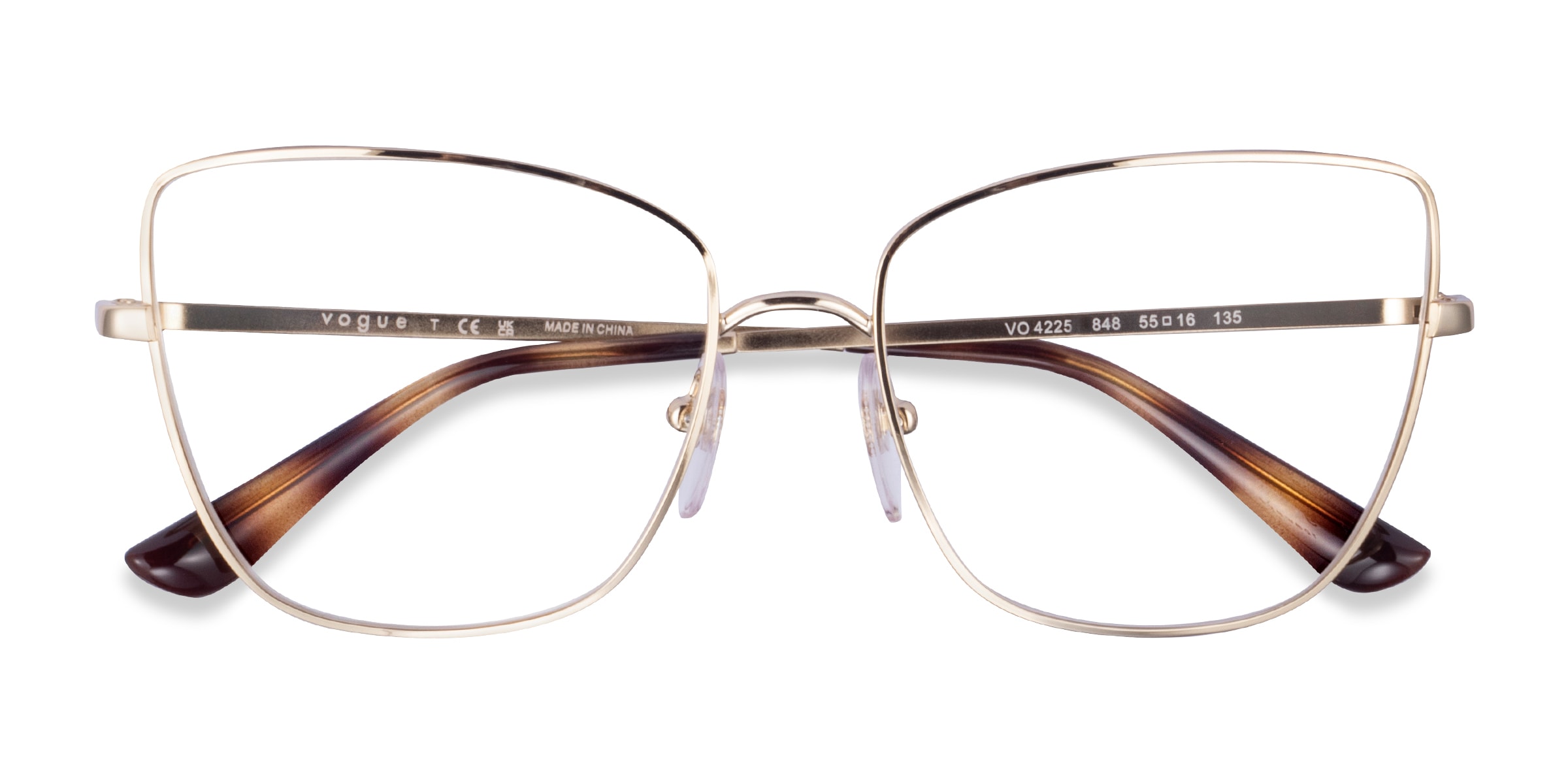 Vogue Eyewear VO4225 - Cat Eye Pale Gold Frame Glasses For Women