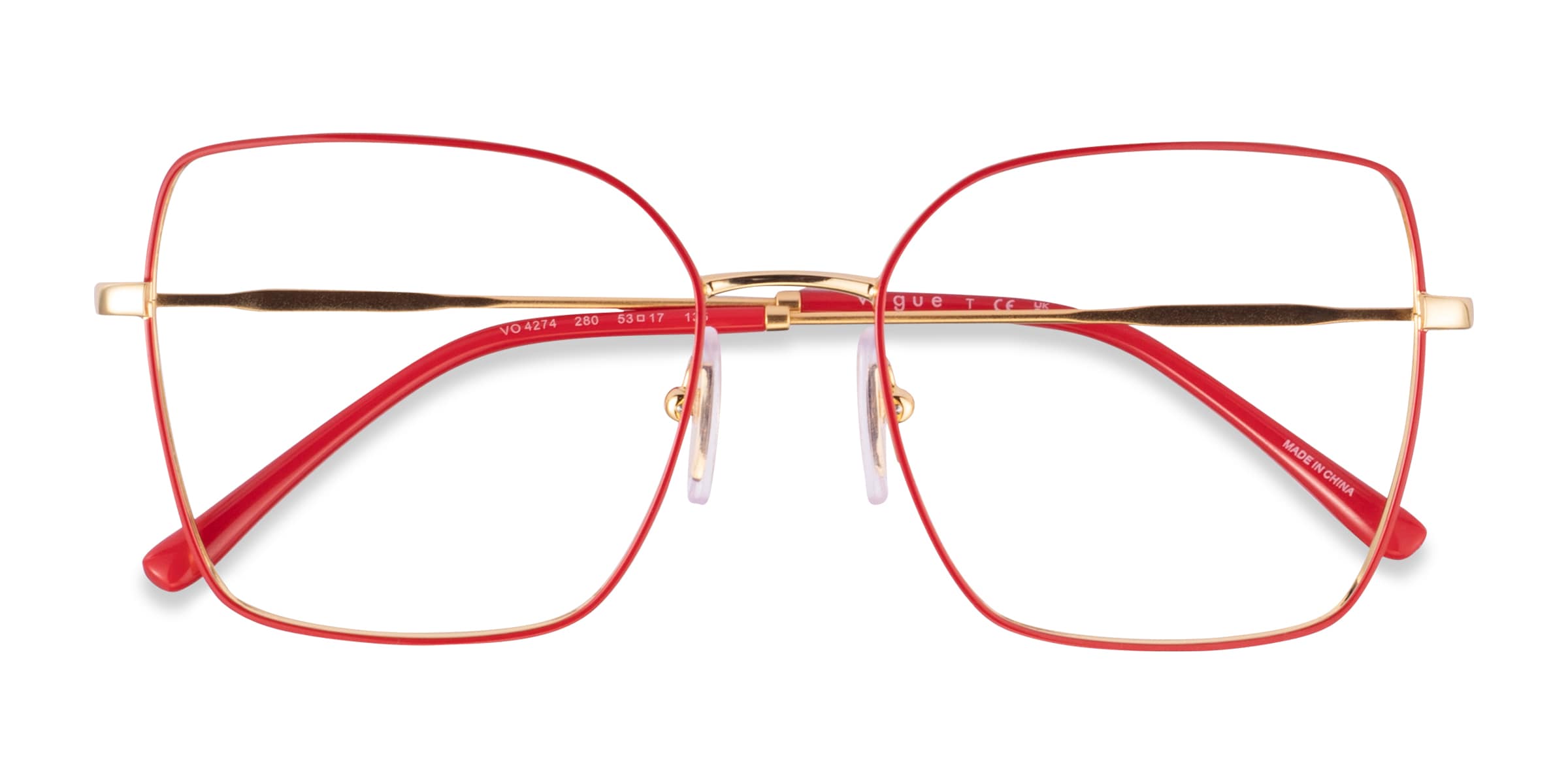 Vogue Eyewear VO4274 - Square Red Gold Frame Glasses For Women