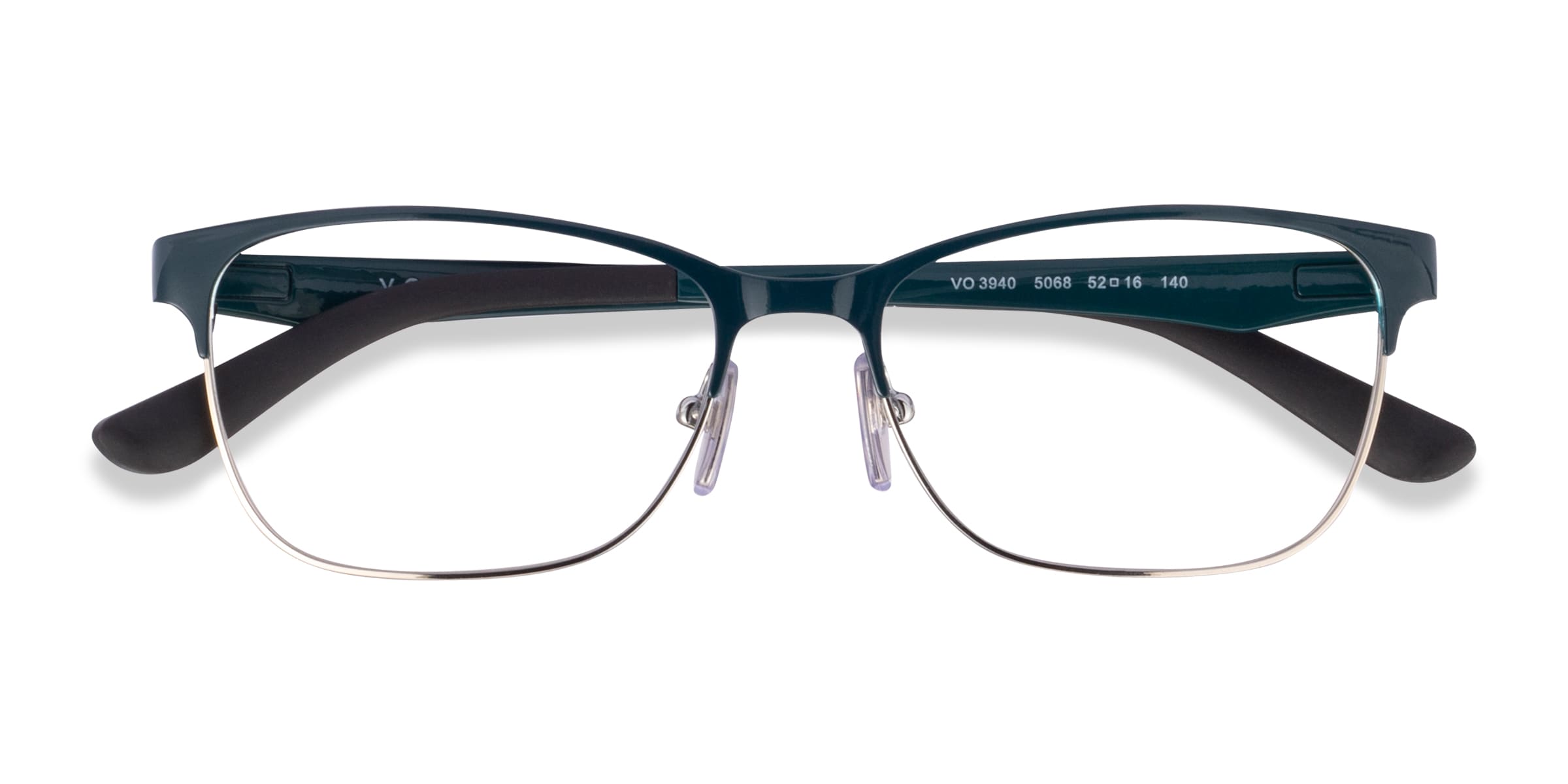 Vogue Eyewear VO3940 - Cat Eye Dark Green Silver Frame Glasses For Women