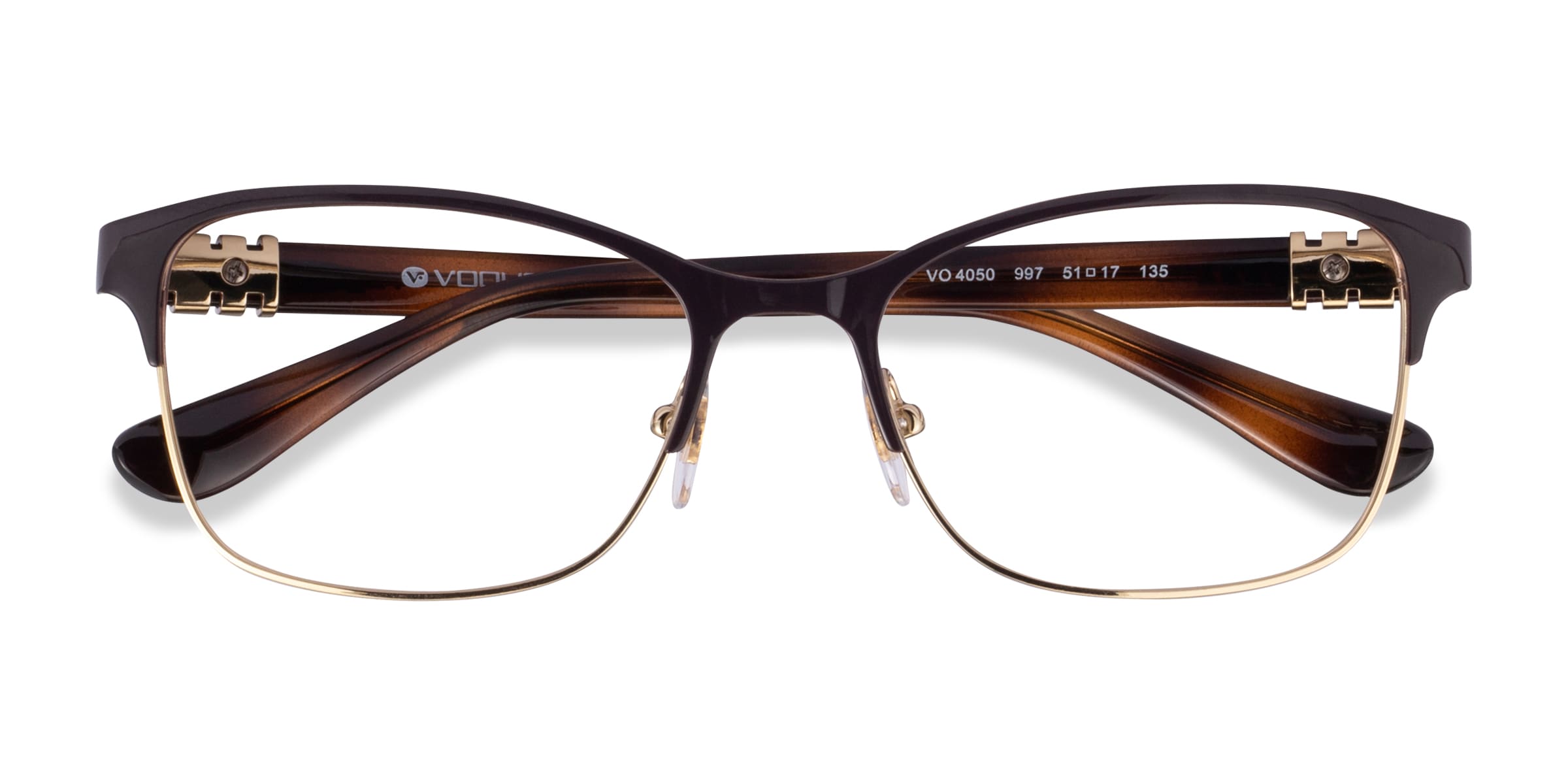 Vogue Eyewear VO4050 - Cat Eye Brown Gold Frame Glasses For Women