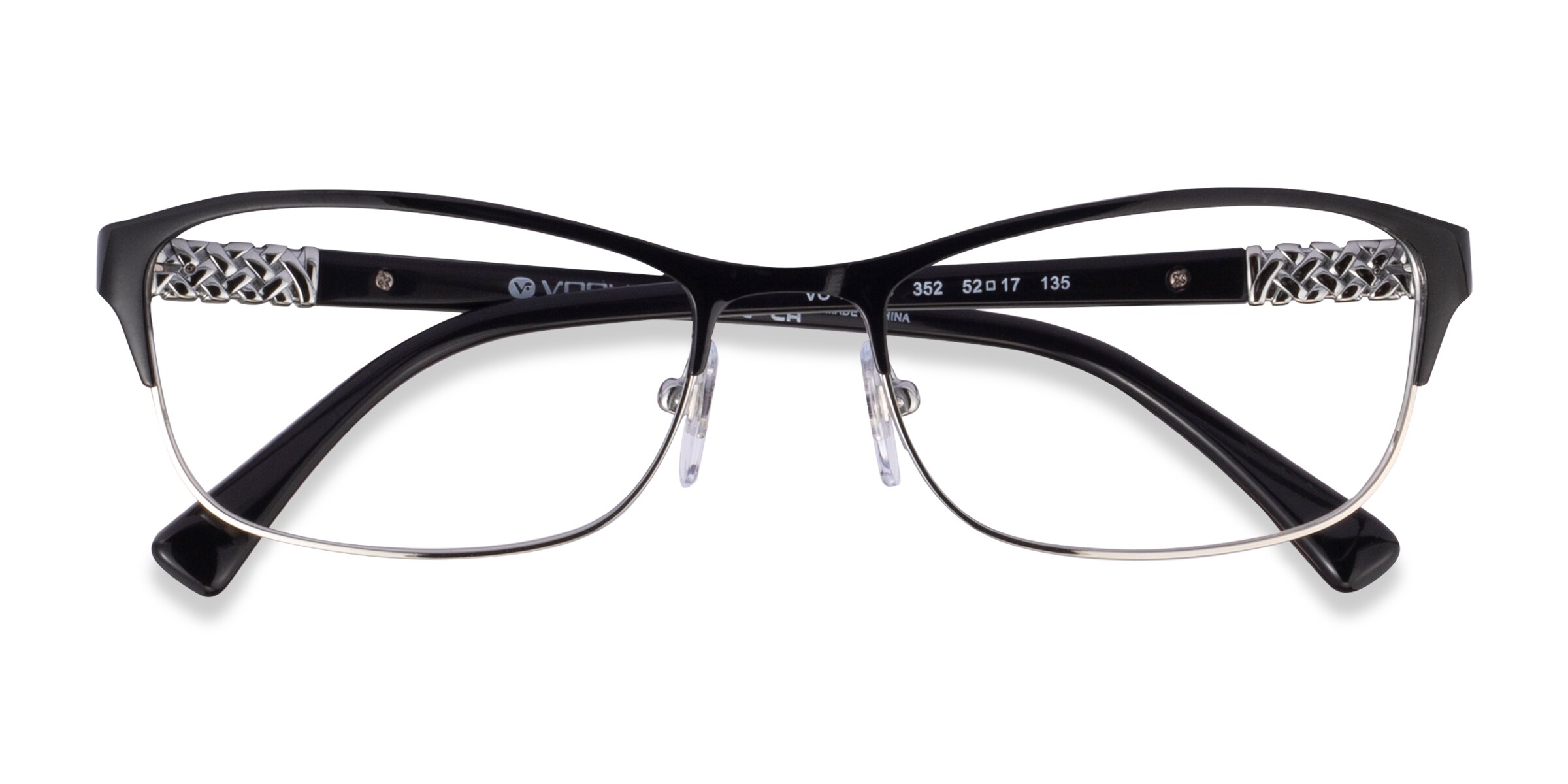 Vogue Eyewear VO4057B - Cat Eye Black Silver Frame Glasses For Women