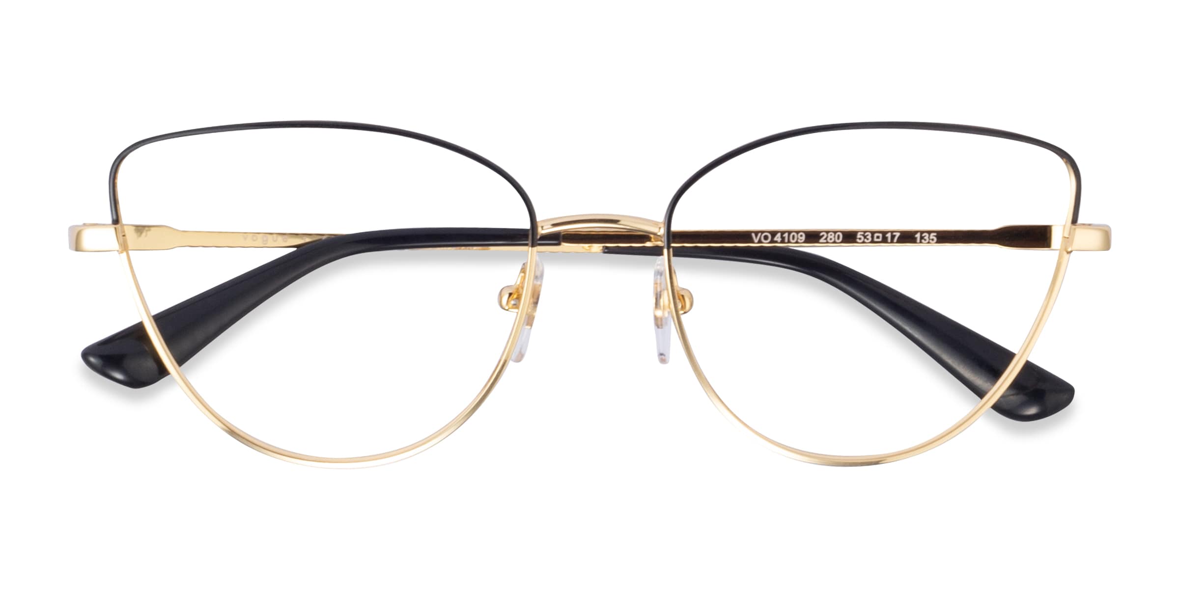 Vogue Eyewear VO4109 - Cat Eye Black Gold Frame Glasses For Women