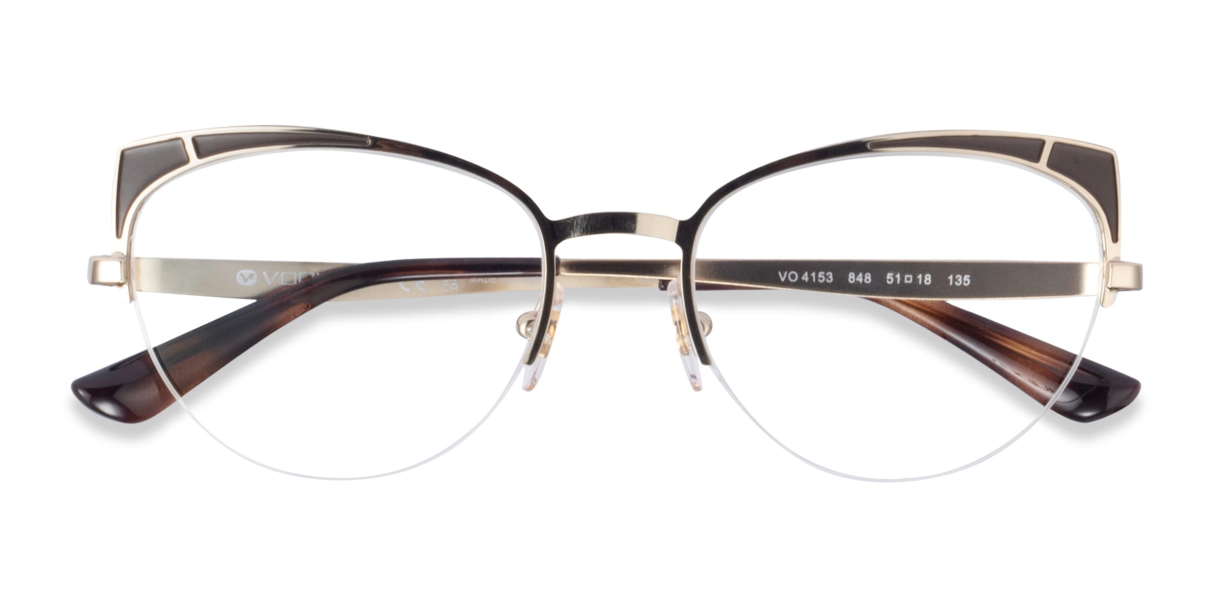 Vogue Eyewear VO4153 - Cat Eye Gold Matte Brown Frame Glasses For Women