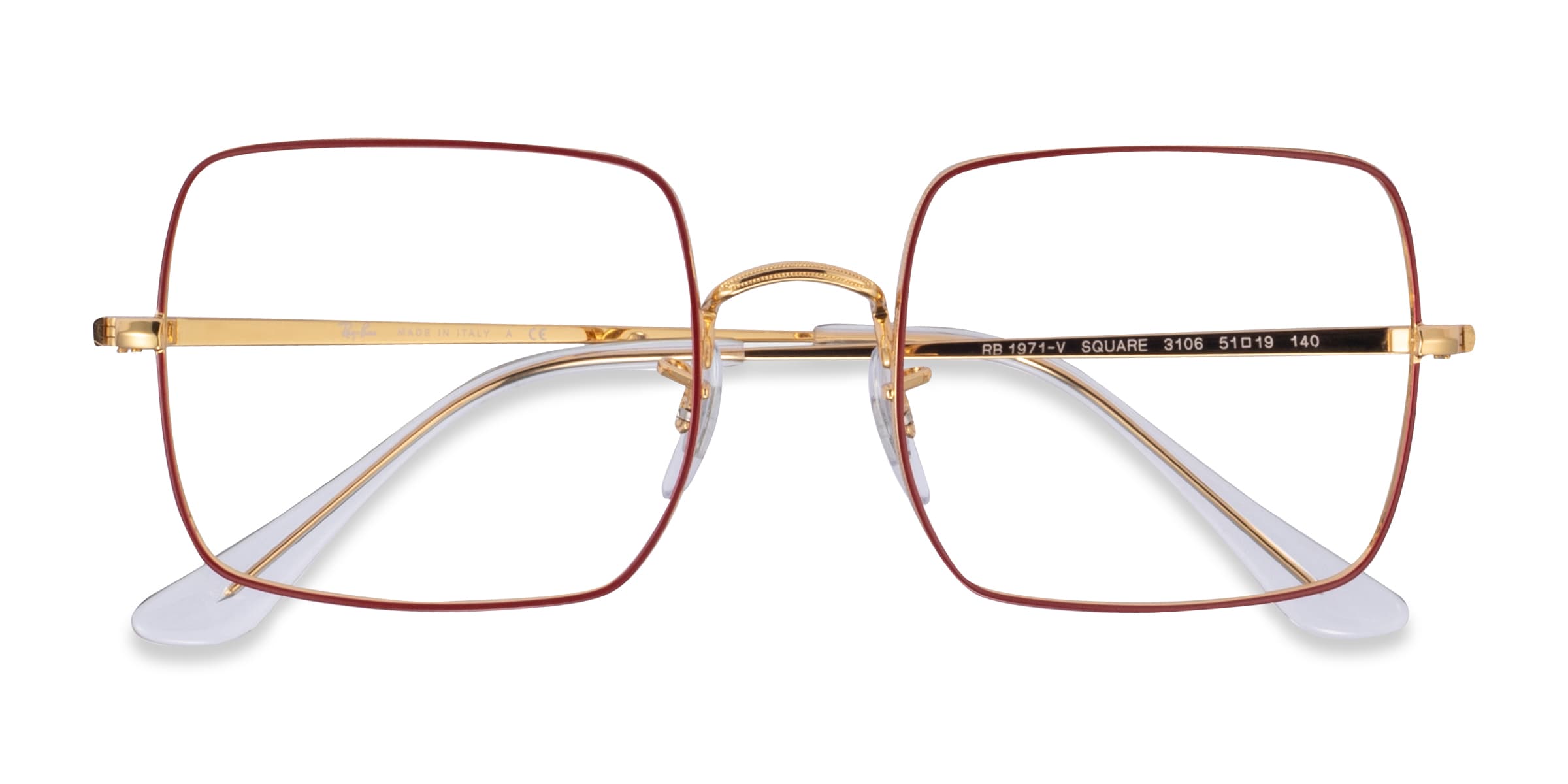 Ray-Ban RB1971V - Square Top Red Frame Glasses For Women