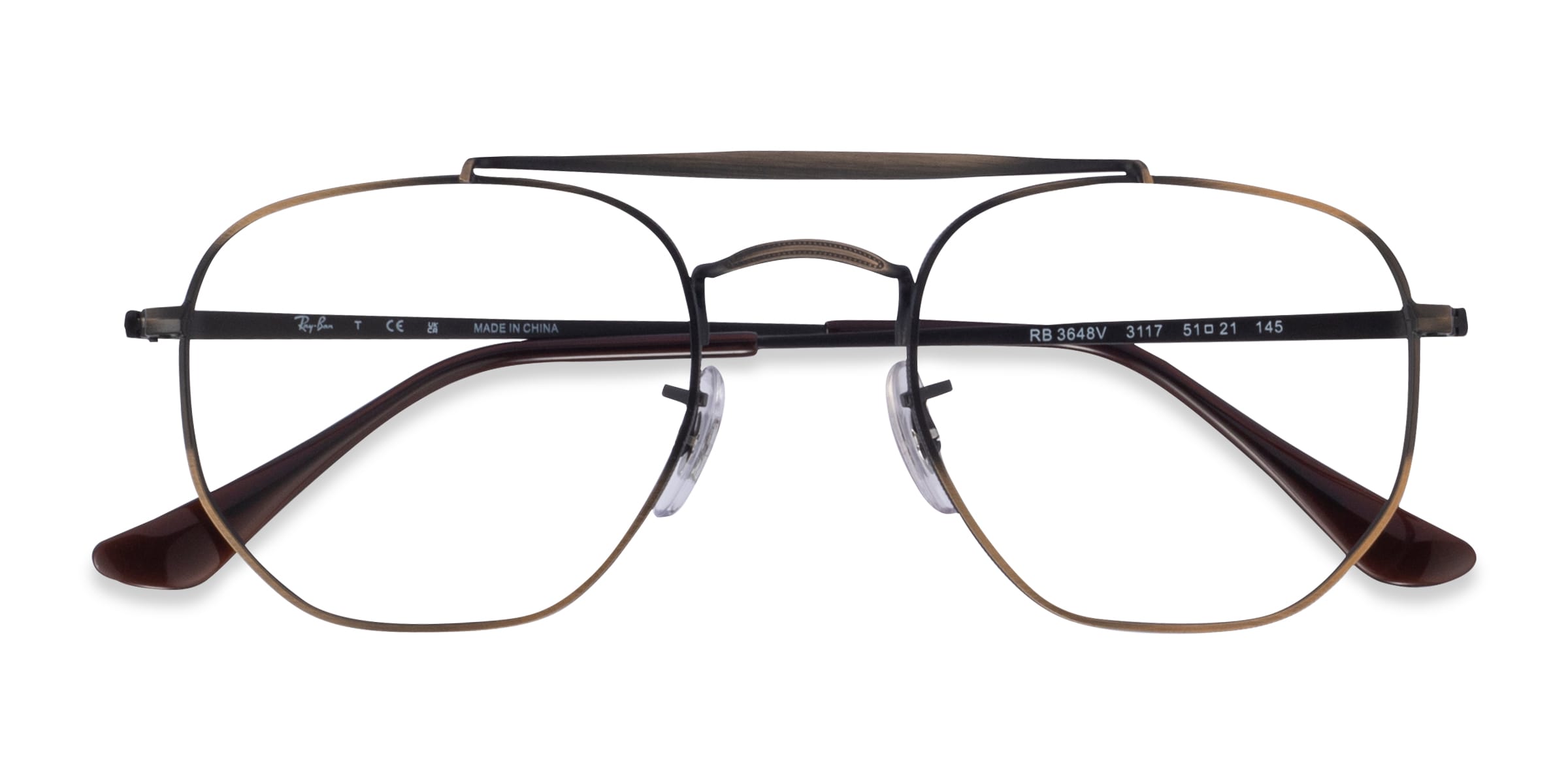 Ray-Ban RB3648V - Aviator Antique Gold Frame Eyeglasses