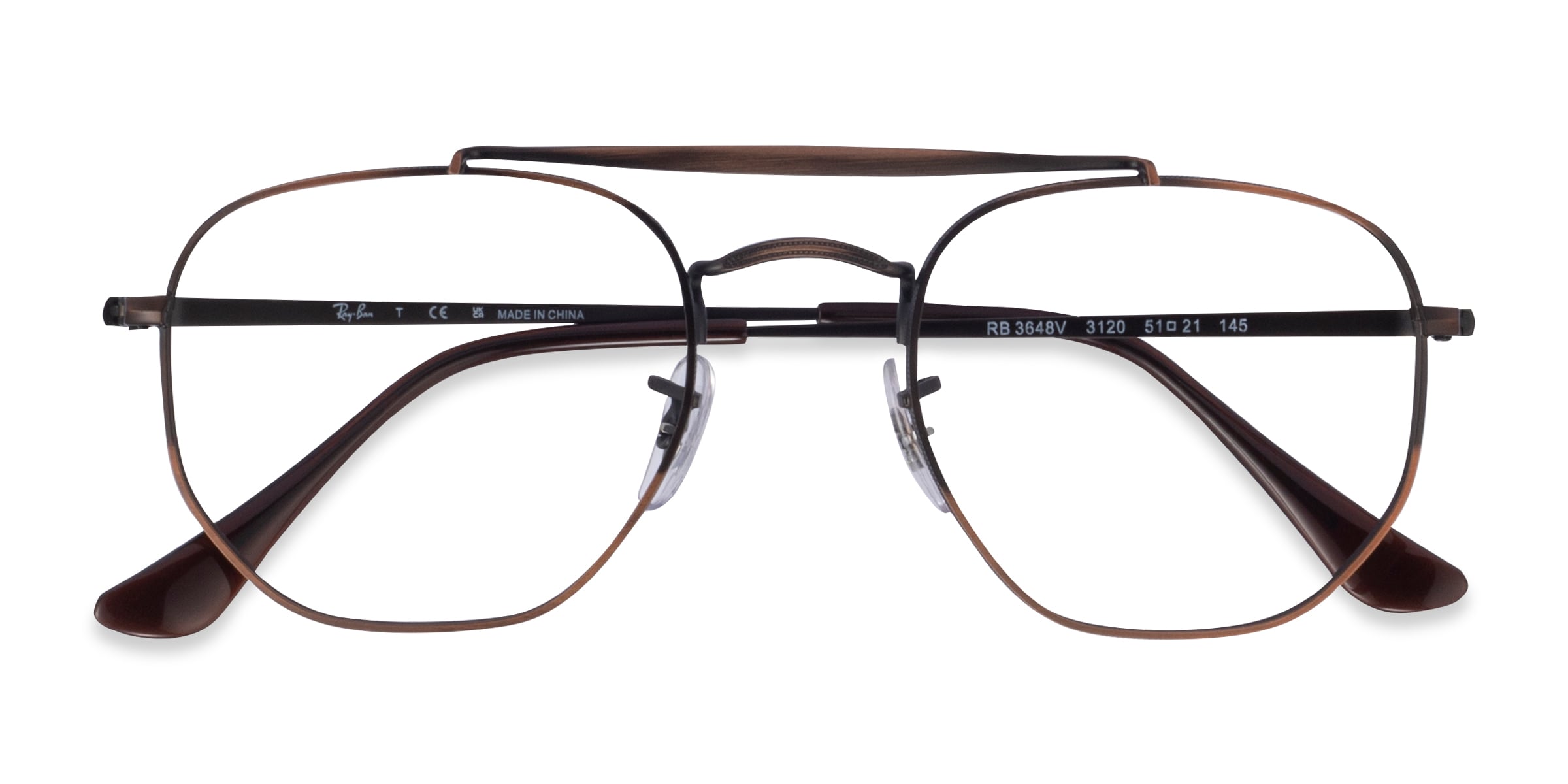 Ray-Ban RB3648V - Aviator Antique Copper Frame Eyeglasses