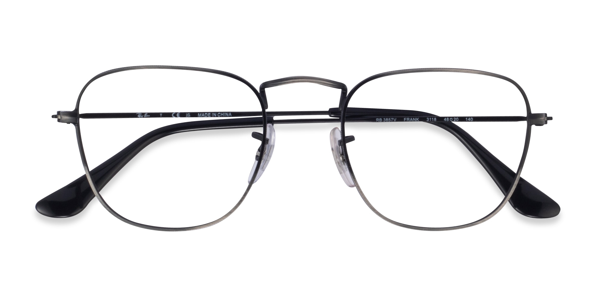 Ray-Ban RB3857V Frank - Square Shiny Antique Gunmetal Frame Eyeglasses