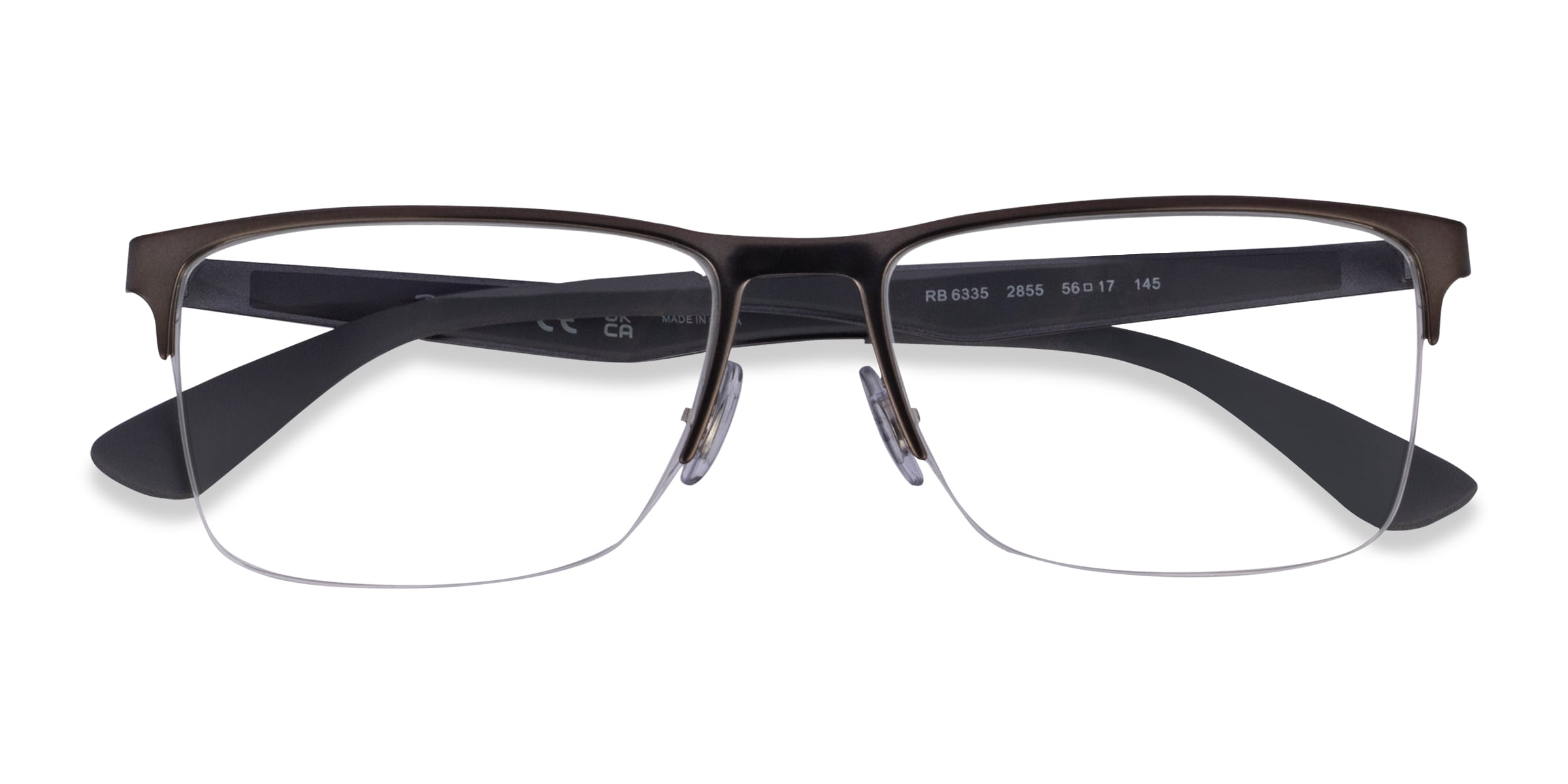 Ray-Ban RB6335 - Rectangle Matte Gunmetal Frame Eyeglasses