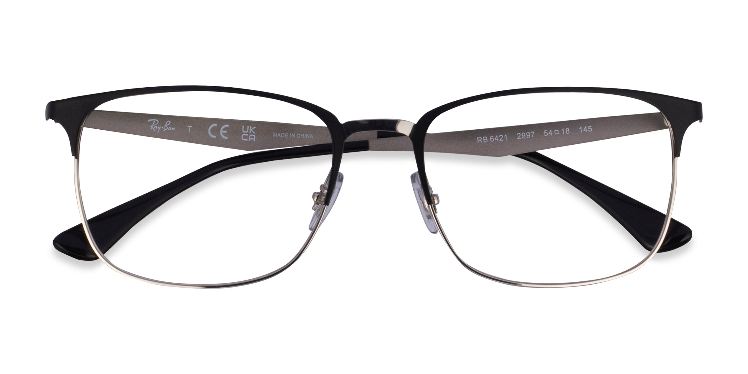 Ray-Ban RB6421 - Square Matte Black Silver Frame Eyeglasses