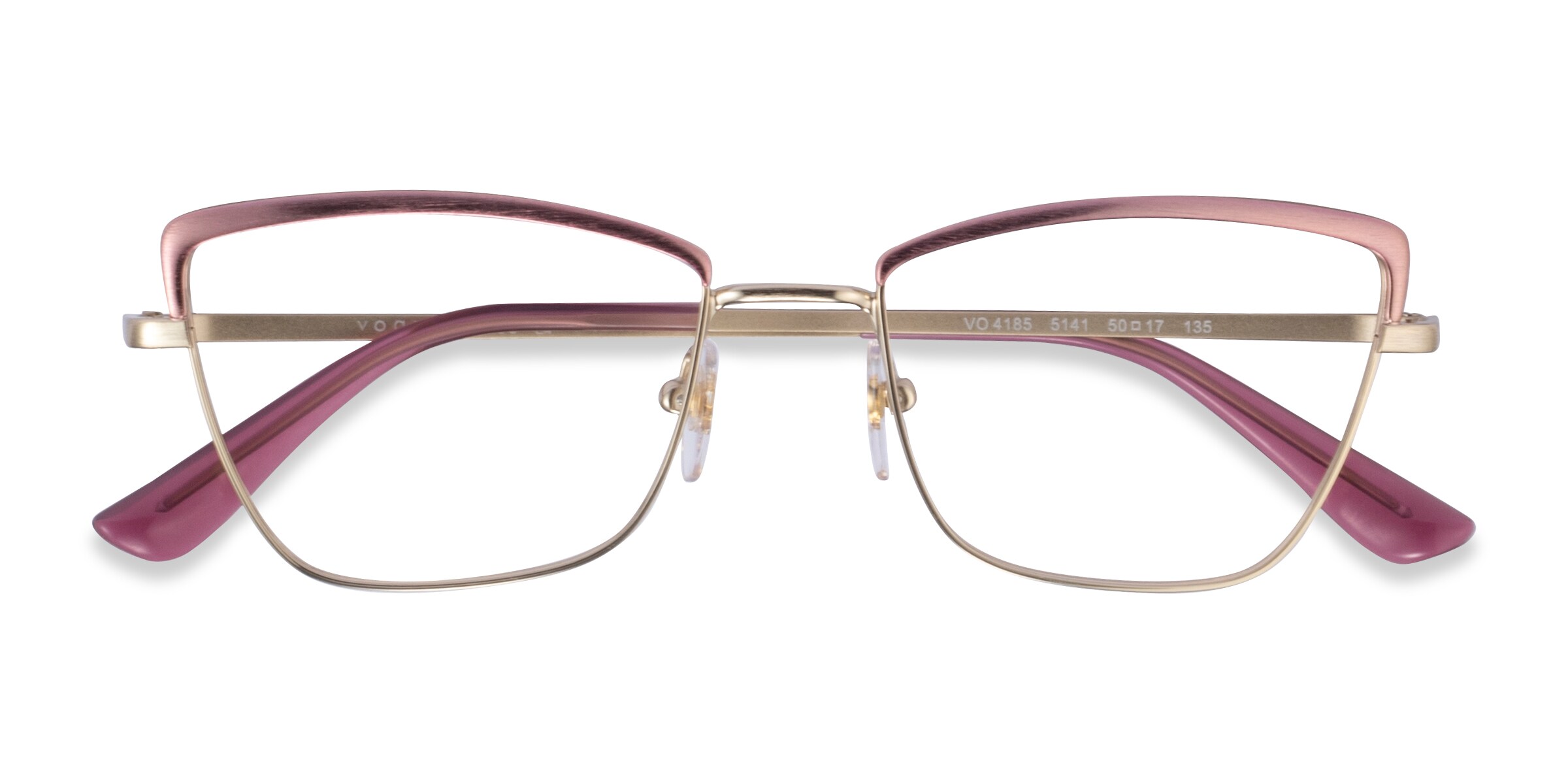 Vogue Eyewear VO4185 - Cat Eye Brushed Pink Pale Gold Frame Glasses For Women