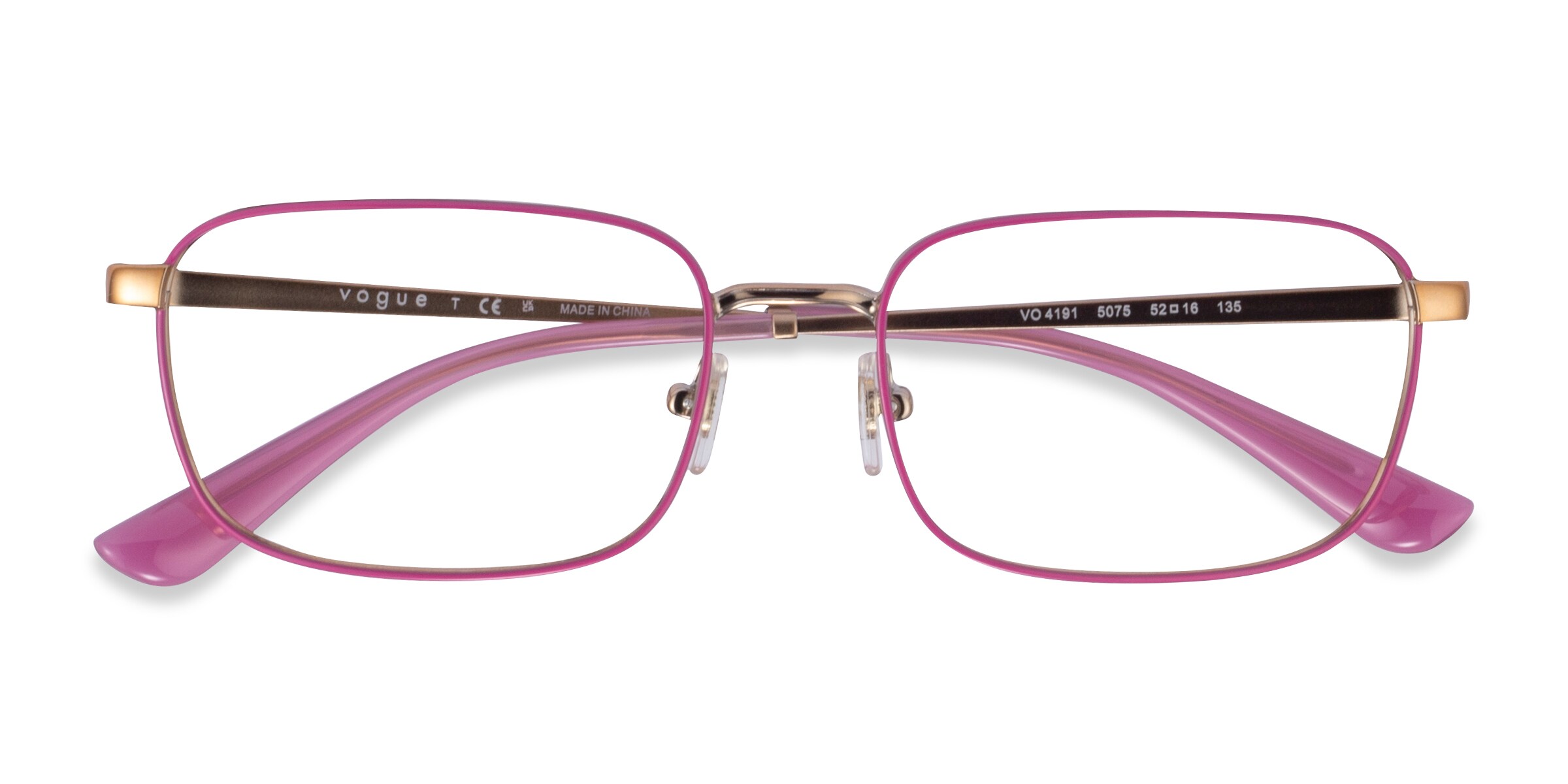 Vogue Eyewear VO4191 - Rectangle Fuxia Rose Gold Frame Glasses For Women