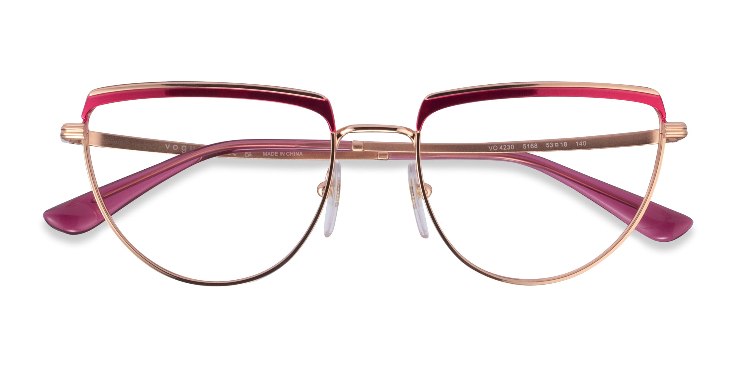 Vogue Eyewear VO4230 - Geometric Fuchsia Rose Gold Frame Glasses For Women