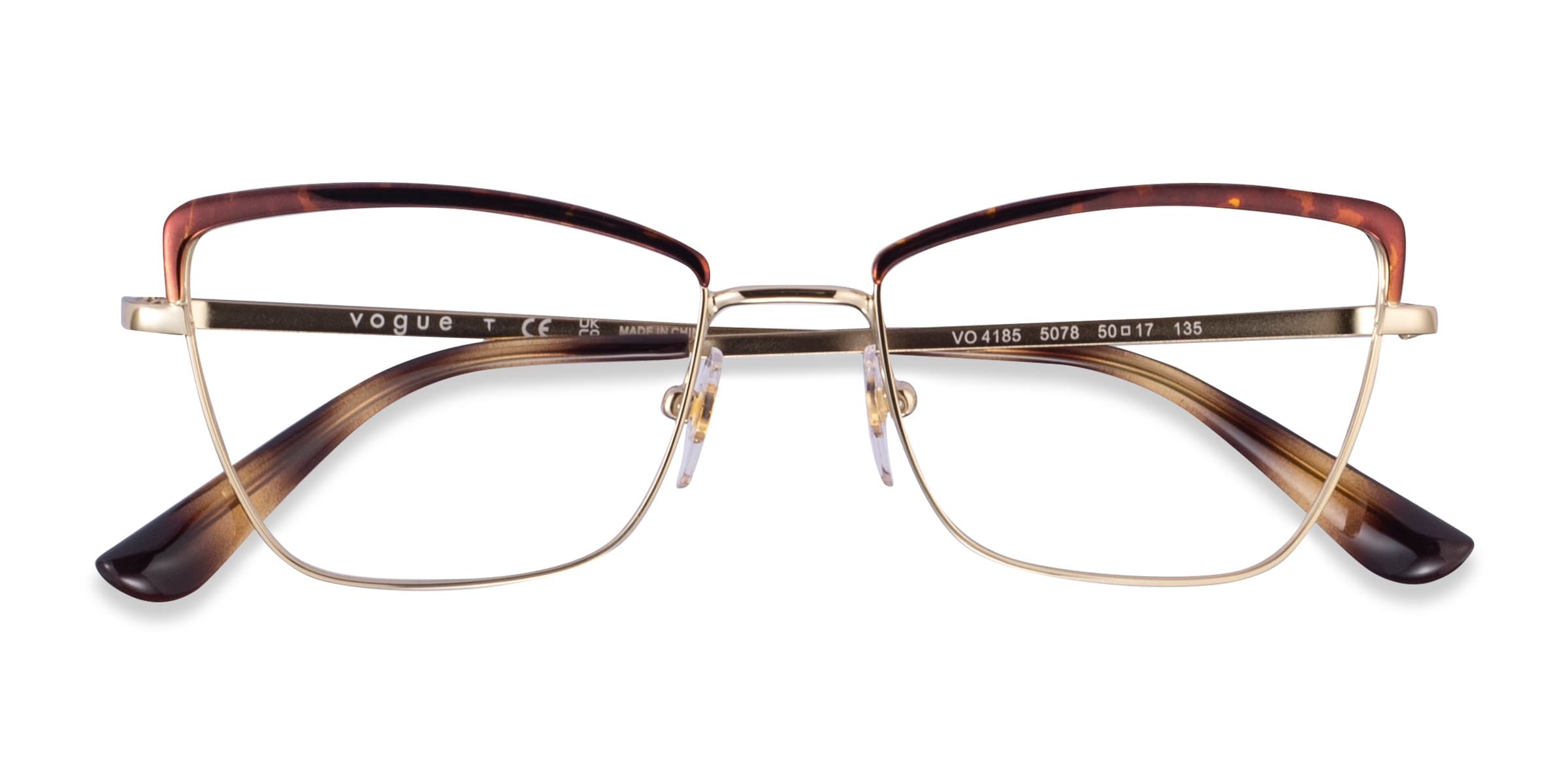 Vogue Eyewear VO4185 - Cat Eye Tortoise Gold Frame Glasses For Women