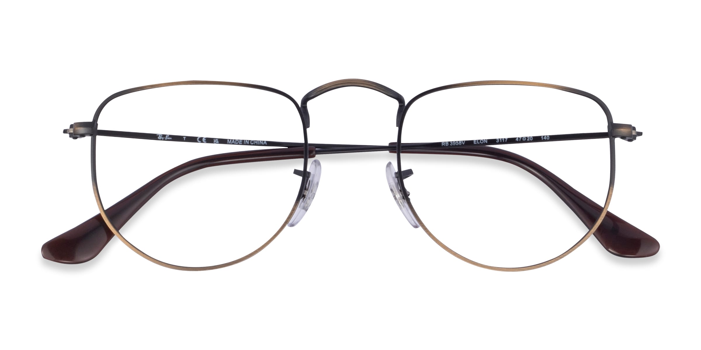 Ray-Ban RB3958V Elon - Geometric Bronze Frame Eyeglasses