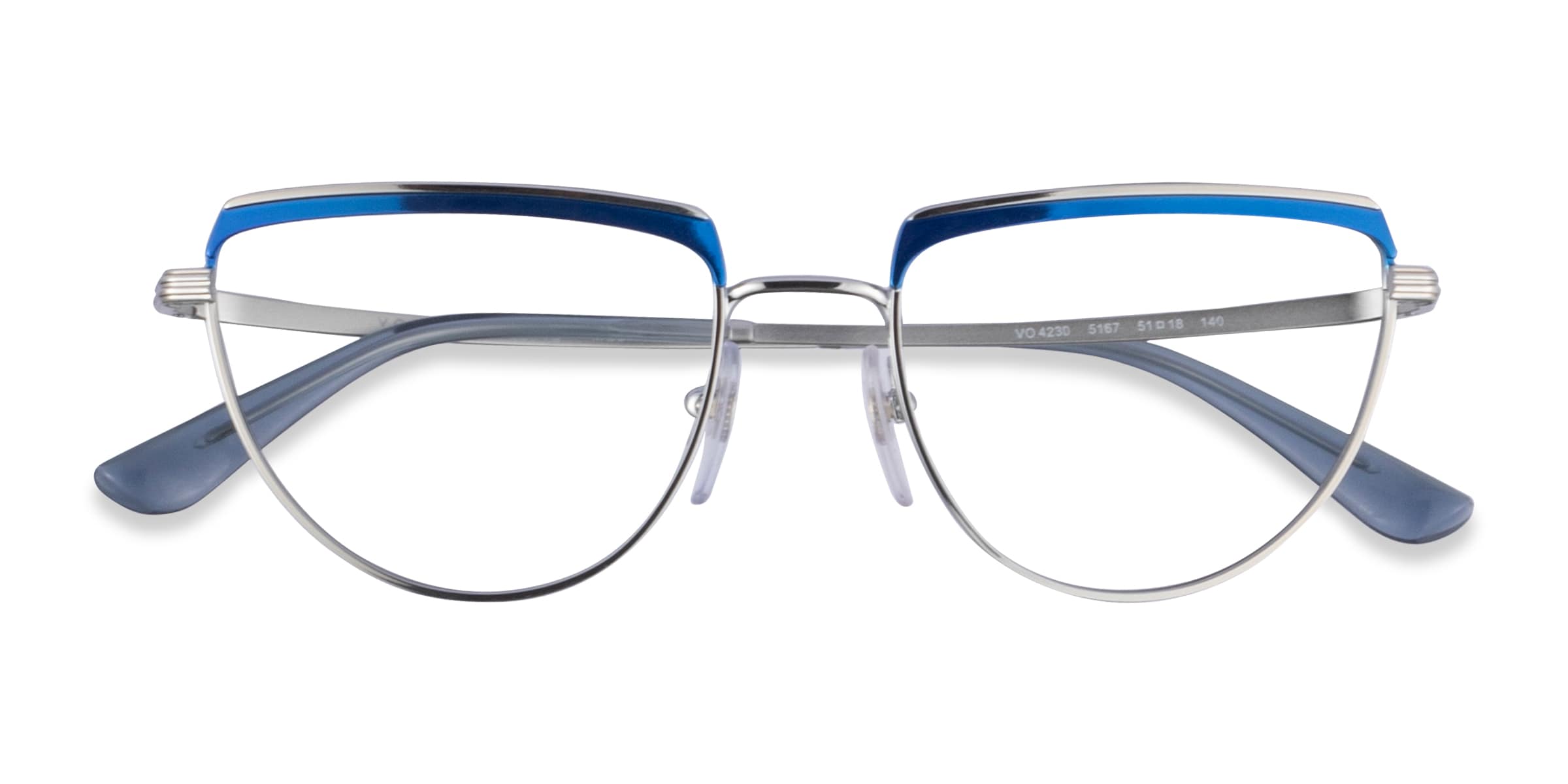 Vogue Eyewear VO4230 - Geometric Blue Shiny Silver Frame Eyeglasses