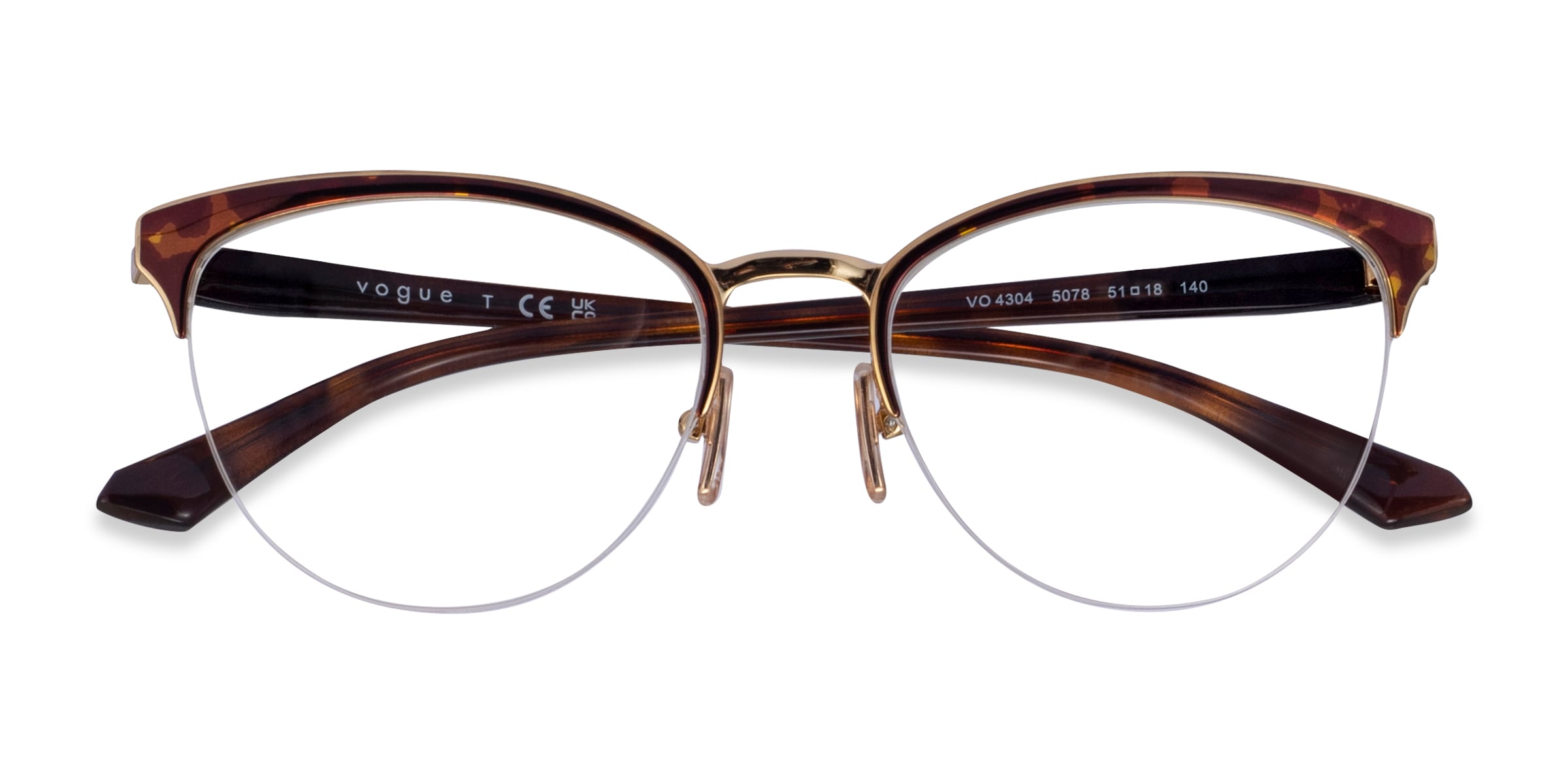 Vogue Eyewear VO4304 - Cat Eye Tortoise Gold Frame Glasses For Women