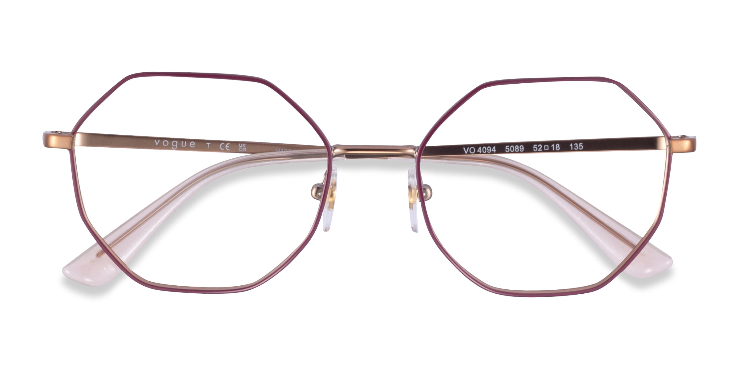 Vogue Eyewear VO4094 - Geometric Purple Gold Frame Glasses For Women
