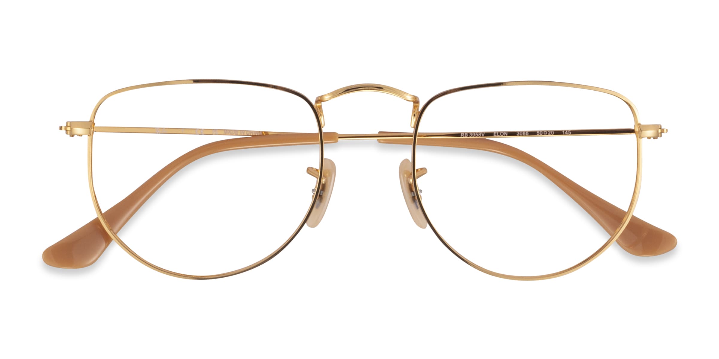 Ray-Ban RB3958V Elon - Geometric Shiny Gold Frame Eyeglasses