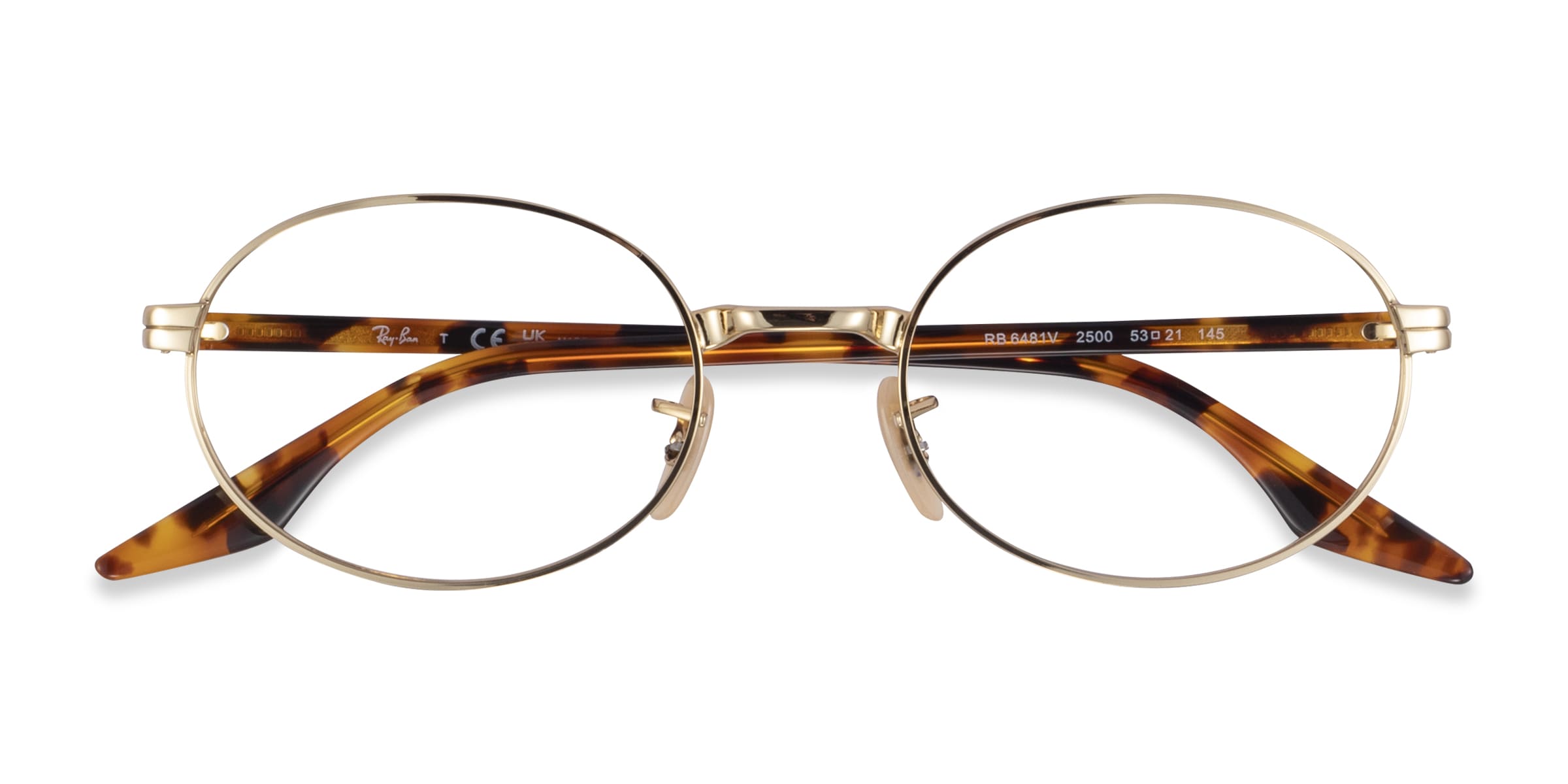 Ray-Ban RB6481V - Oval Gold Tortoise Frame Eyeglasses