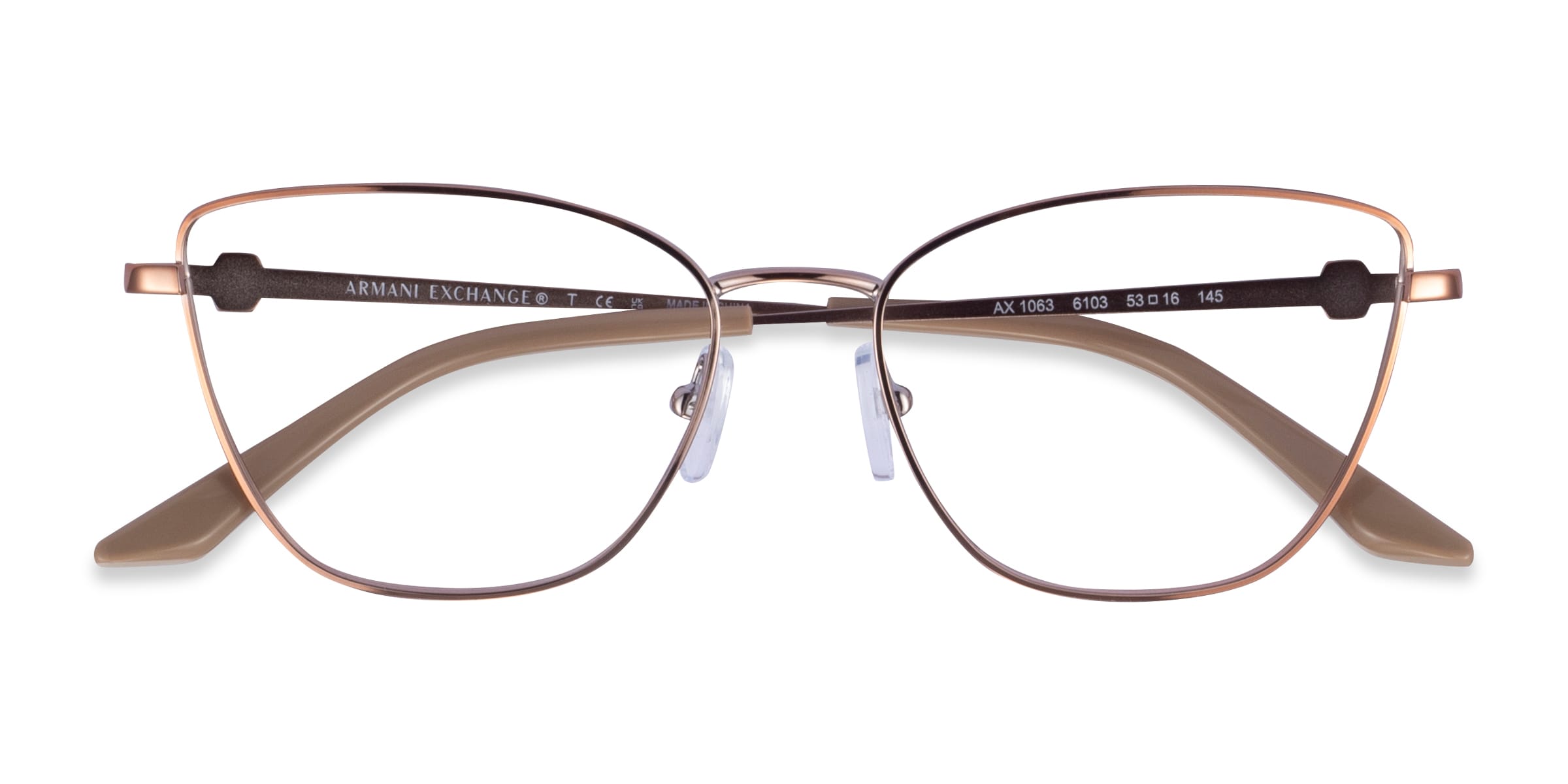 Armani Exchange AX1063 - Cat Eye Shiny Rose Gold Frame Glasses For Women