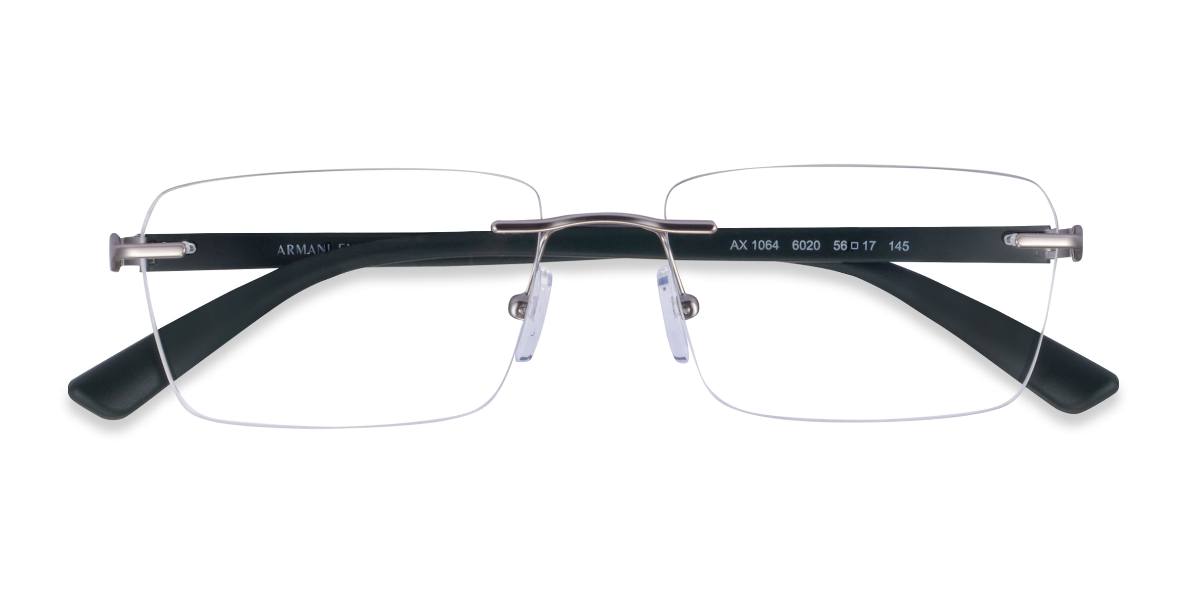 Armani Exchange AX1064 - Rectangle Matte Silver Frame Eyeglasses