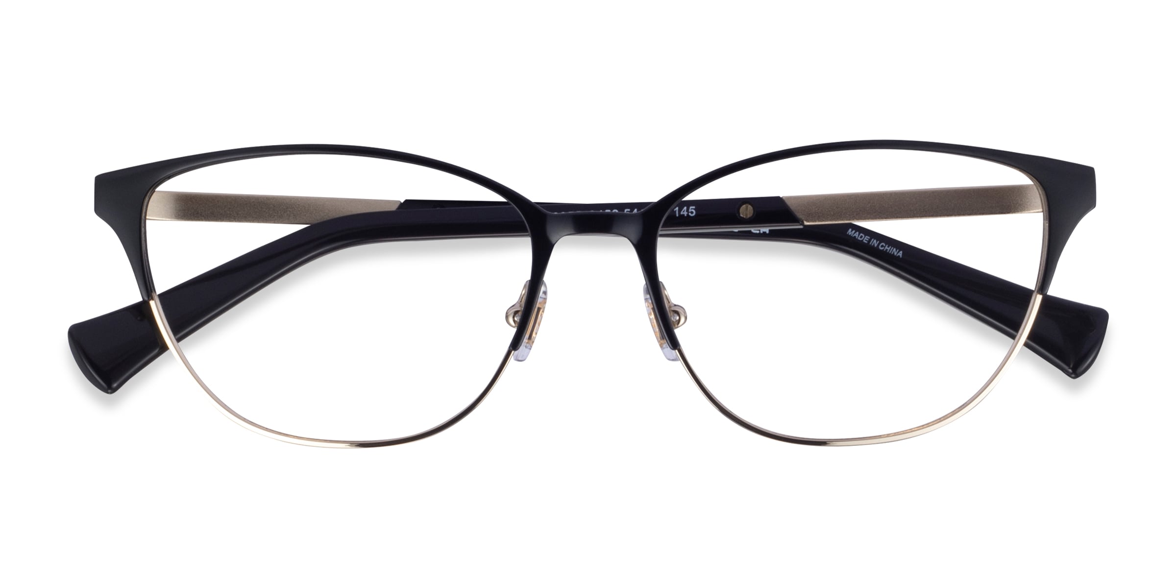 Ralph RA6055 - Cat Eye Black Gold Frame Glasses For Women