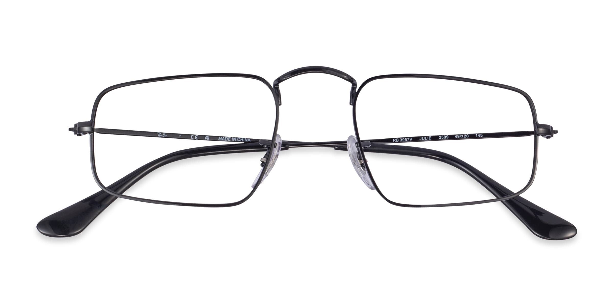 Ray-Ban RB3957V Julie - Rectangle Shiny Black Frame Eyeglasses
