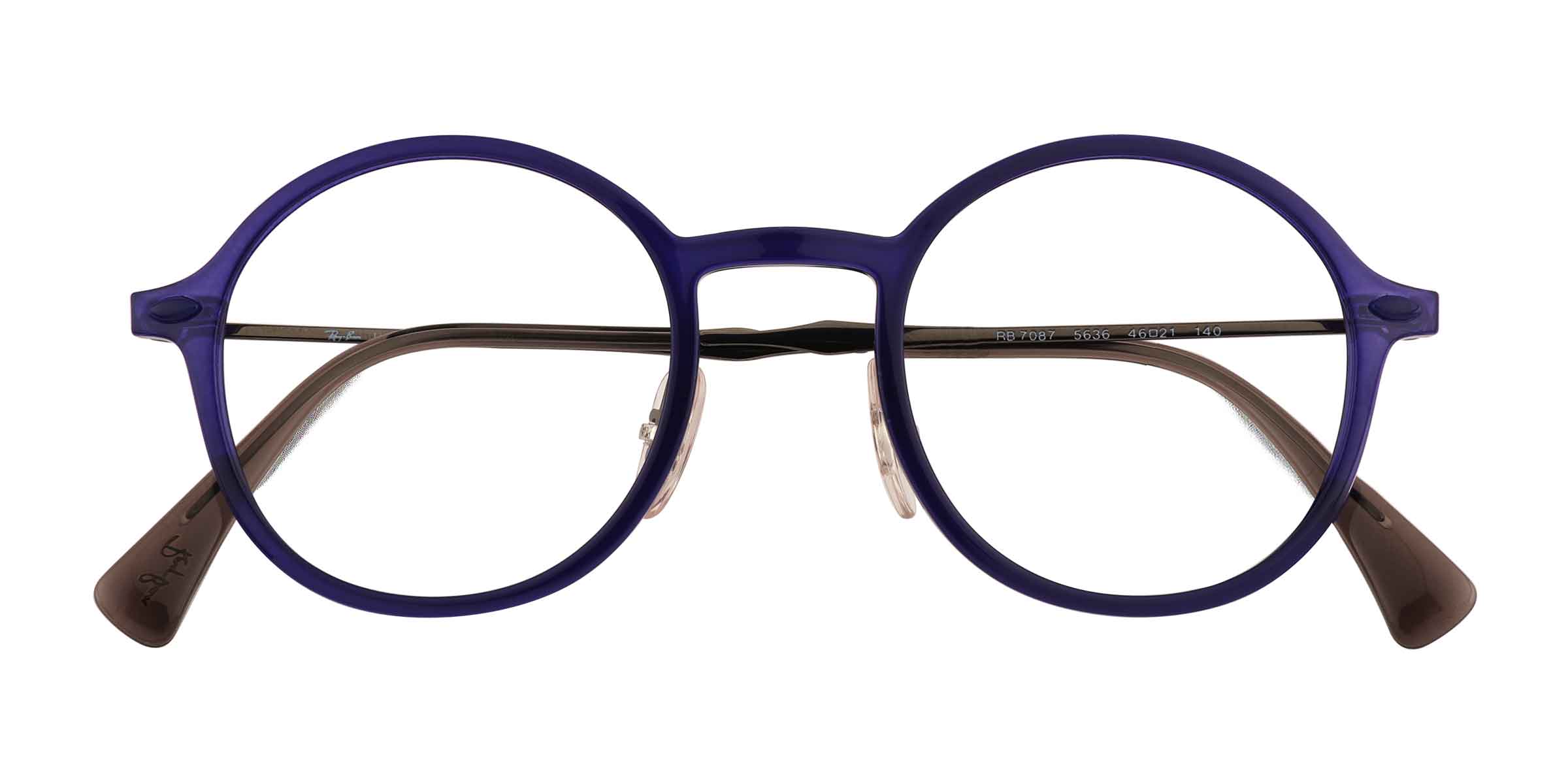 Ray-Ban RB7087 Lightray - Round Transparent Blue Purple Frame Eyeglasses