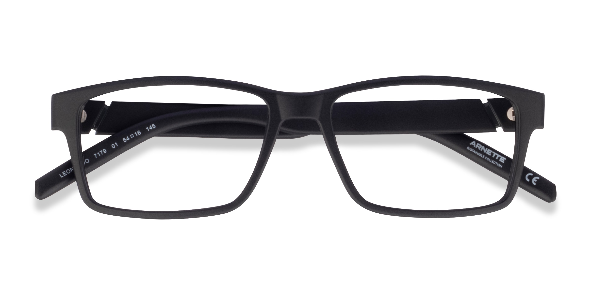 ARNETTE Leonardo - Rectangle Matte Black Frame Eyeglasses