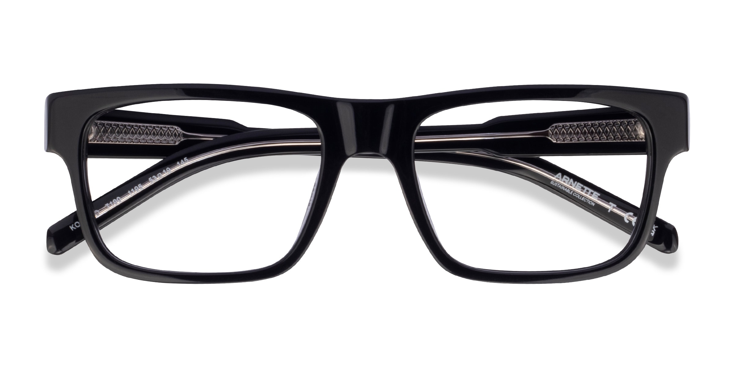 ARNETTE Kokoro - Rectangle Shiny Black Frame Eyeglasses