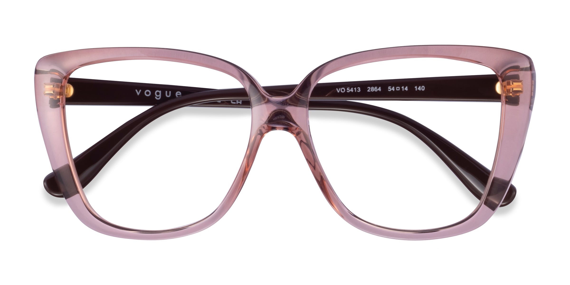 Vogue Eyewear VO5413 - Square Transparent Pink Frame Glasses For Women