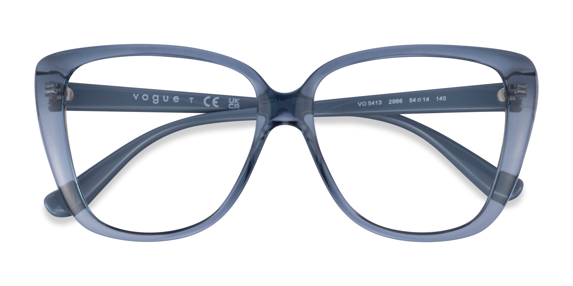 Vogue Eyewear VO5413 - Square Transparent Blue Frame Glasses For Women